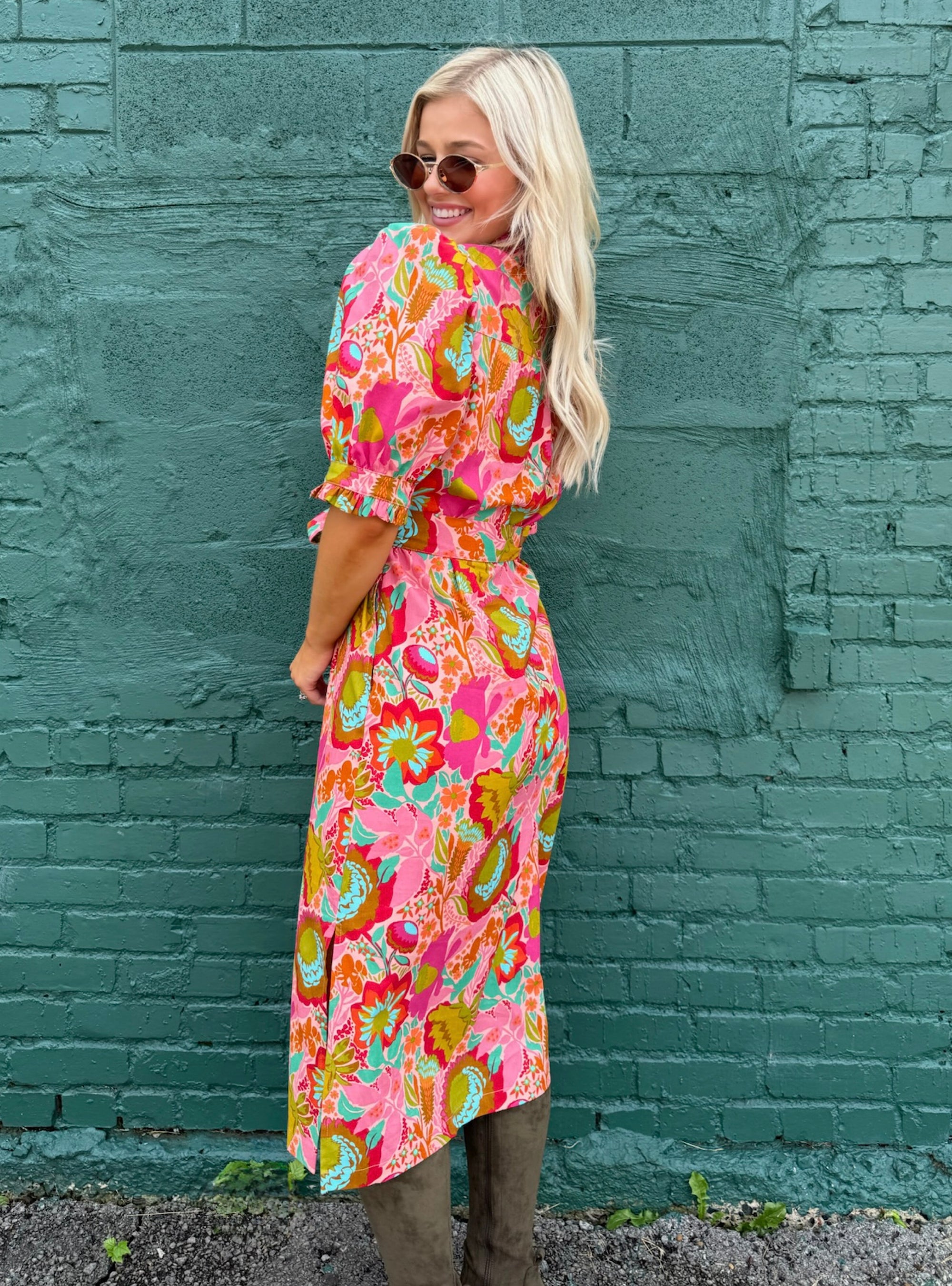 Uncle Frank Bouquet Midi Shirt Dress