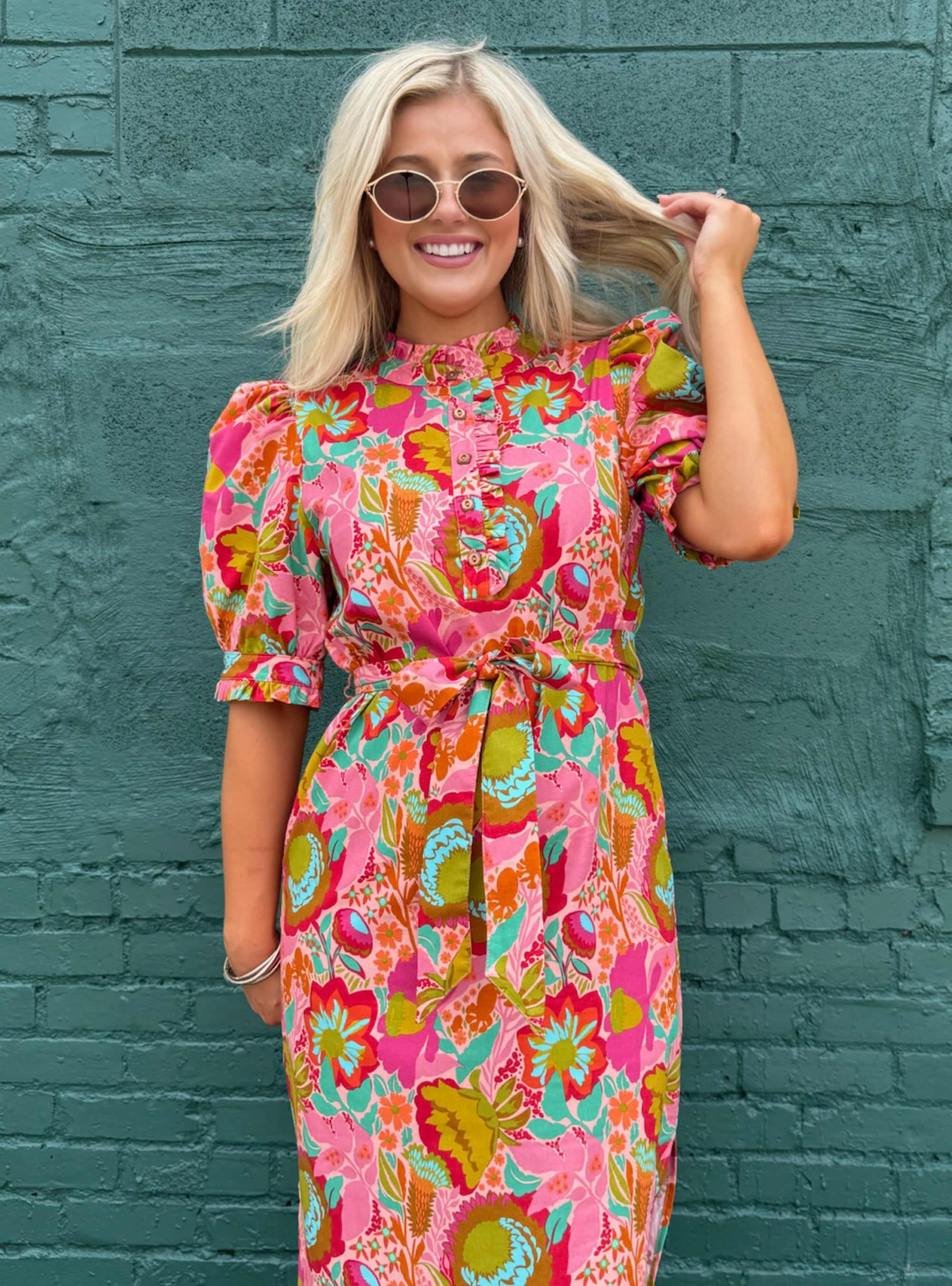 Uncle Frank Bouquet Midi Shirt Dress