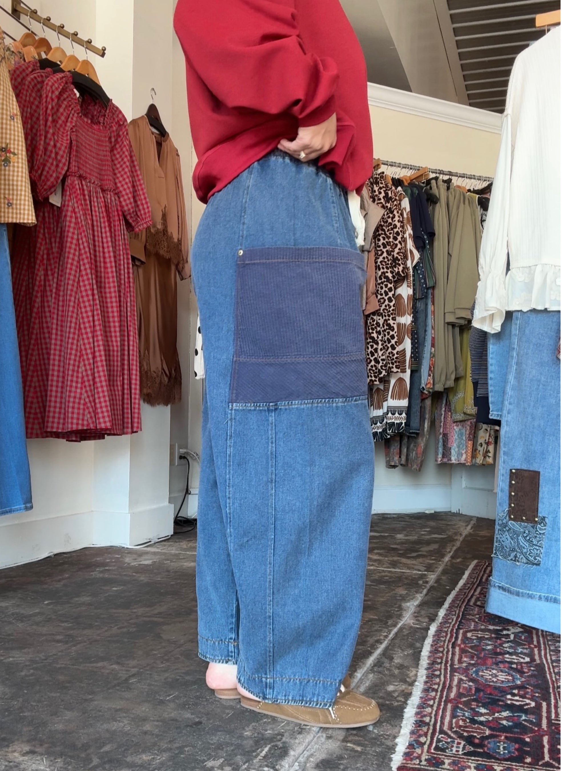 Paneled To Perfection Wide Leg Denim Pant
