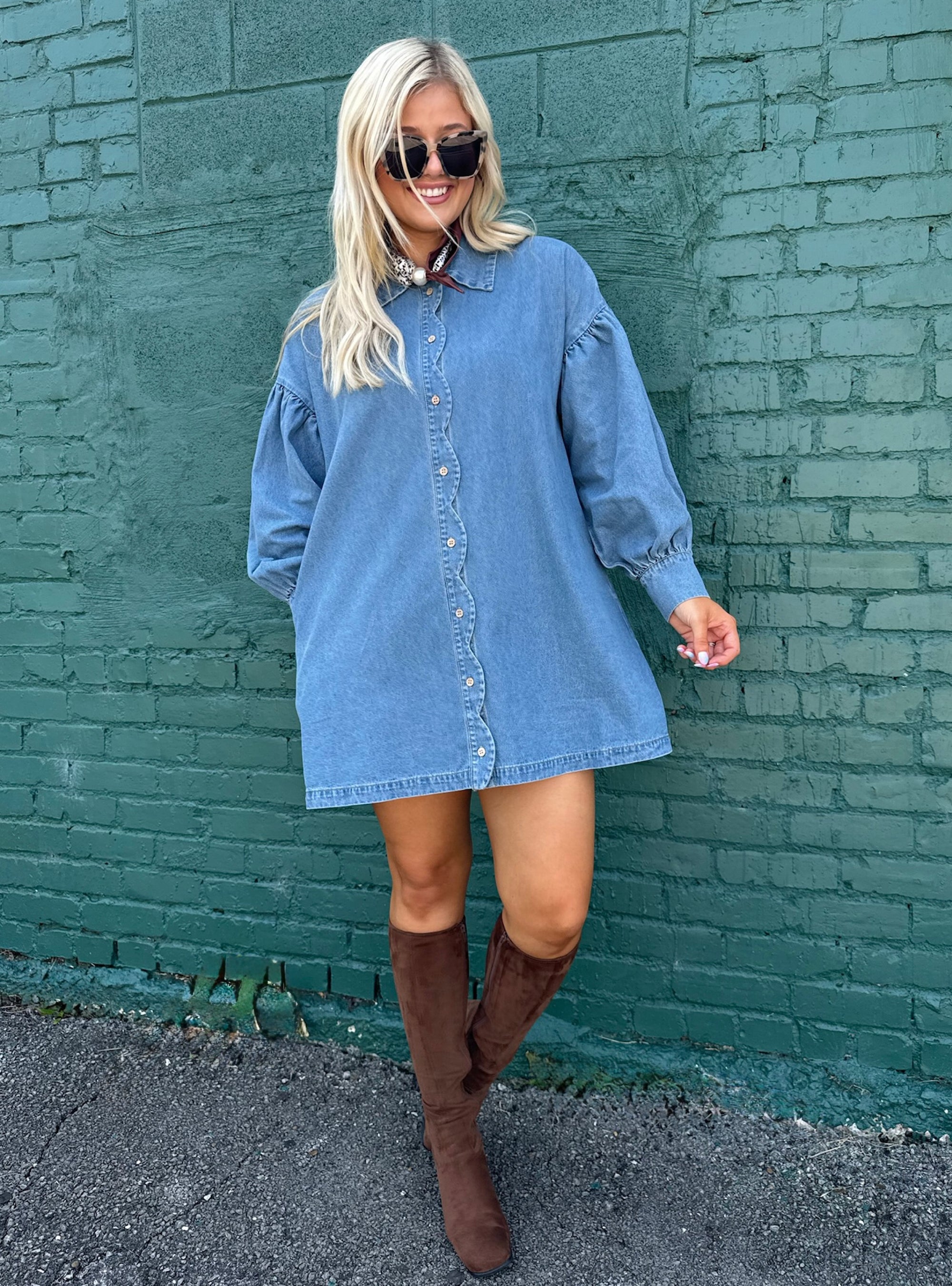 A Sweet Edge On A Denim Classic Dress