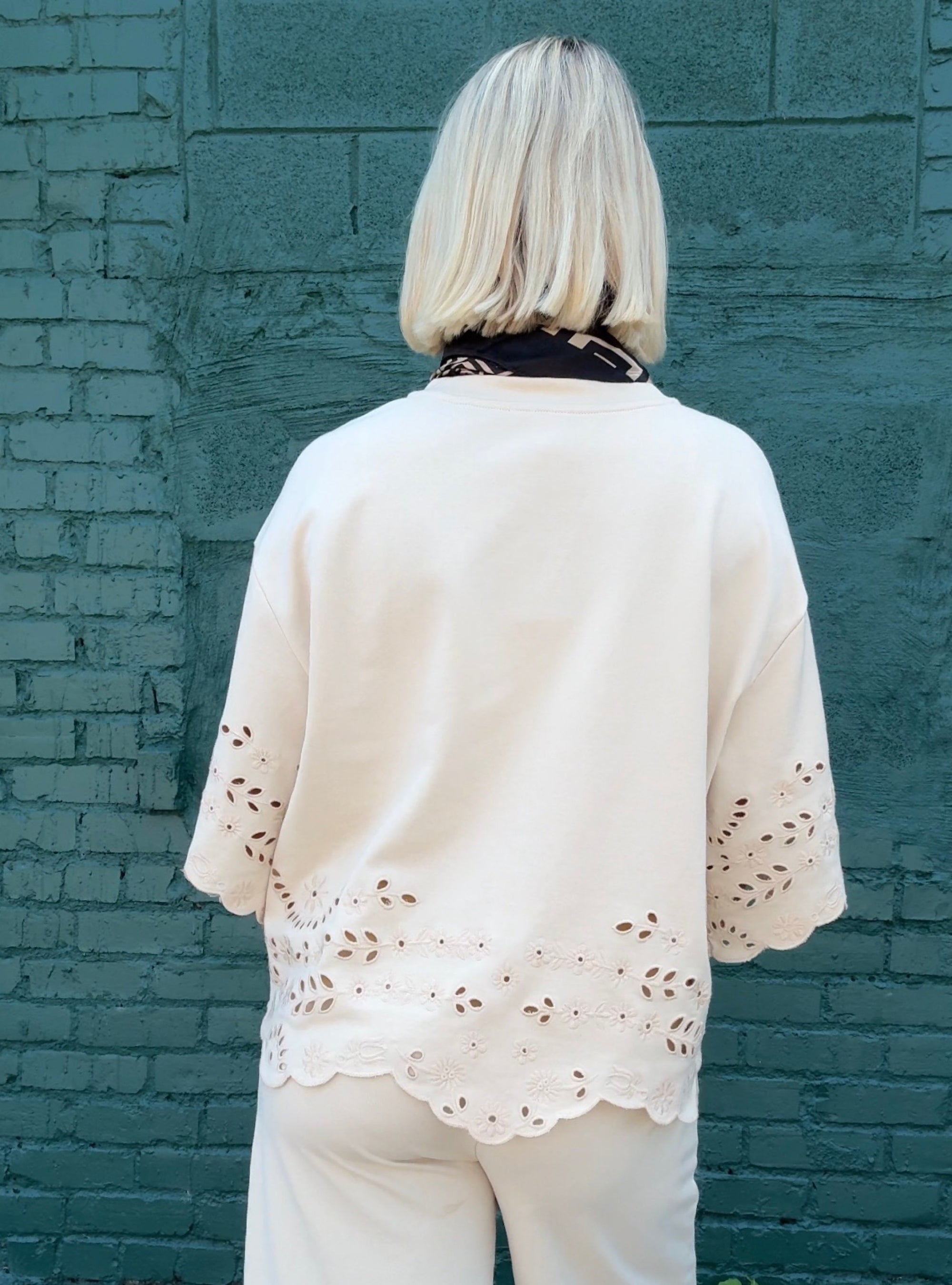 Eyelet Be The One 3/4 Sleeve Top