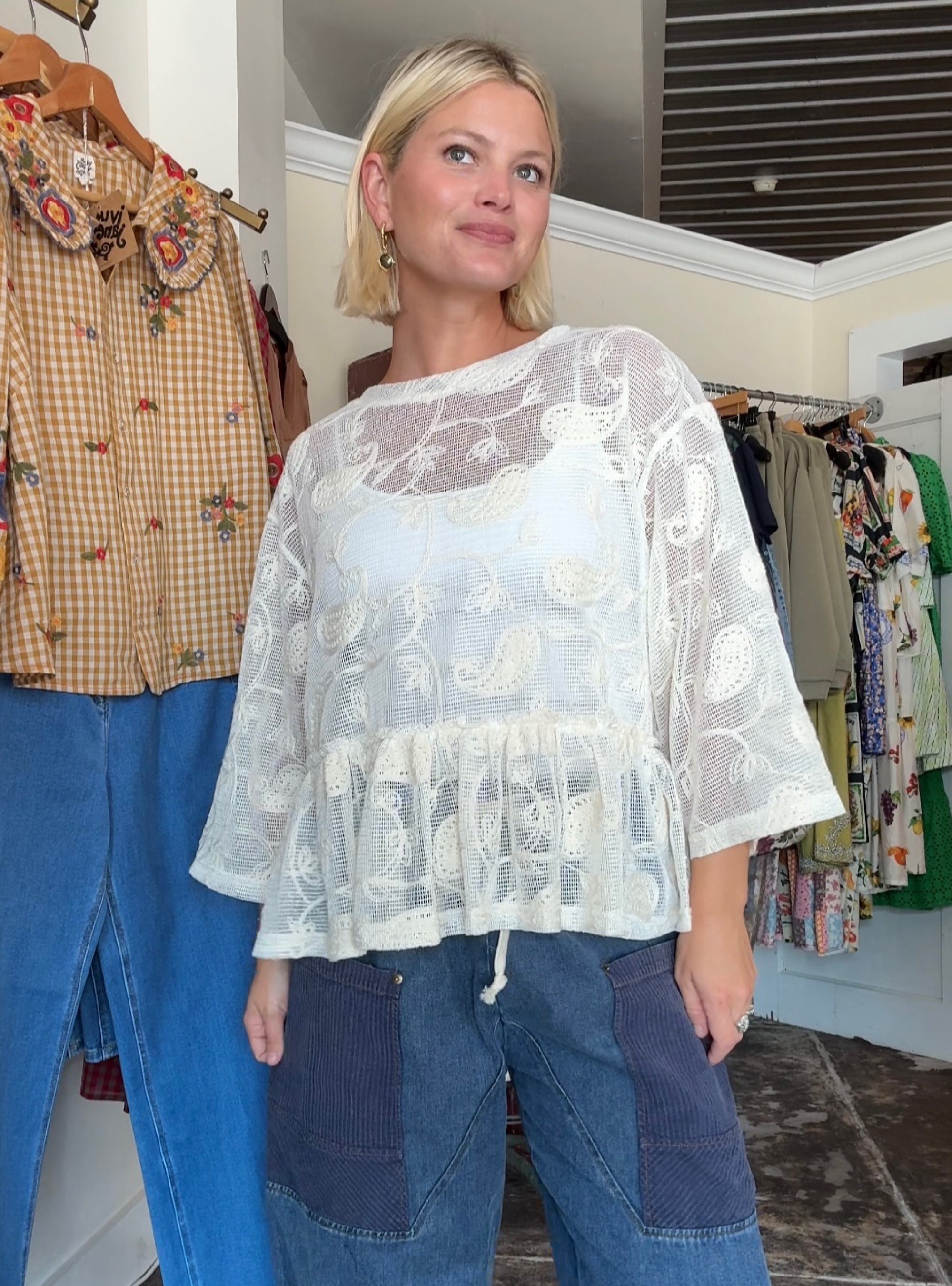 Delicate Details Natural Lace Top