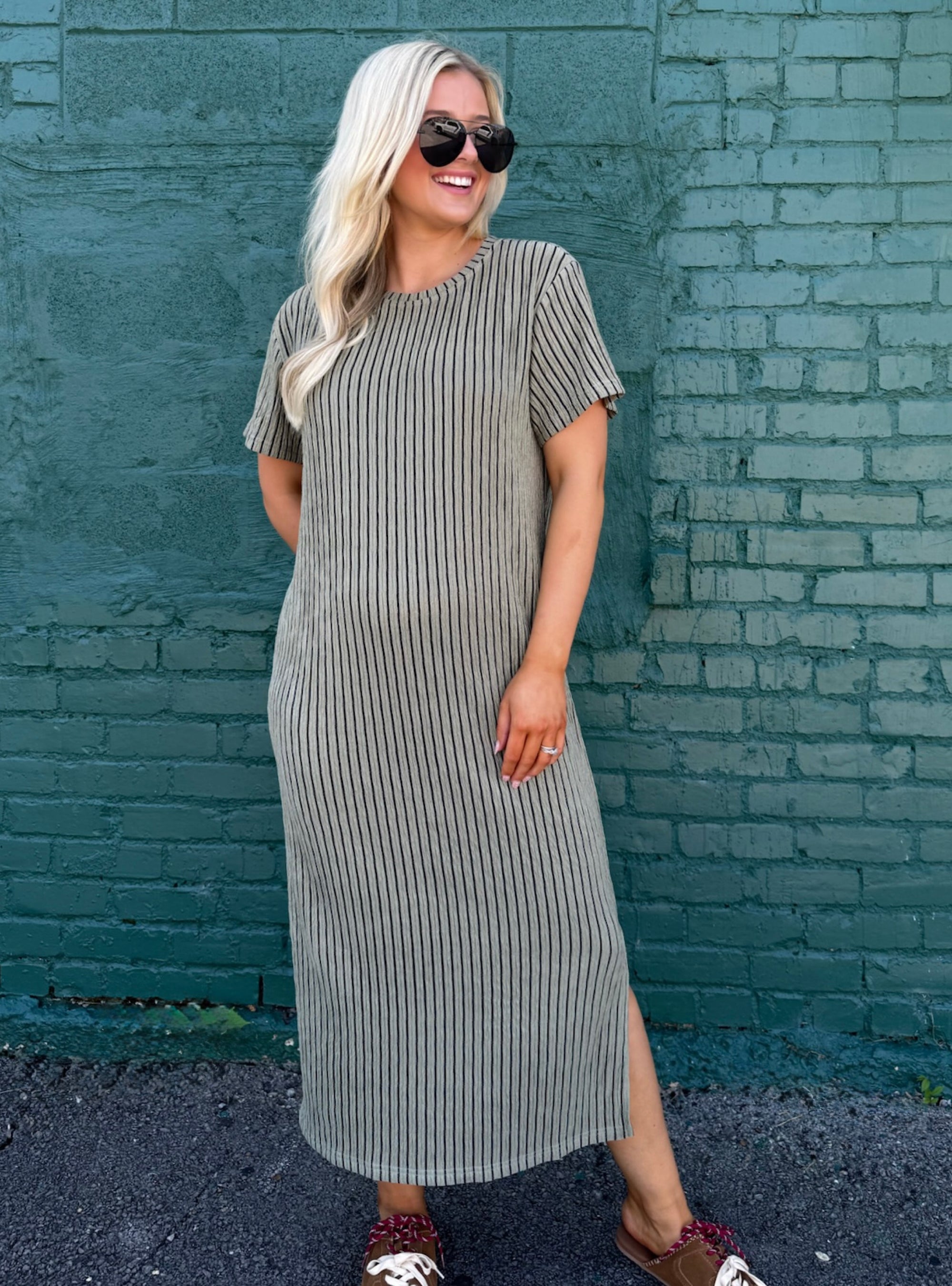 Stripe Up A Conversation T-Shirt Midi Dress