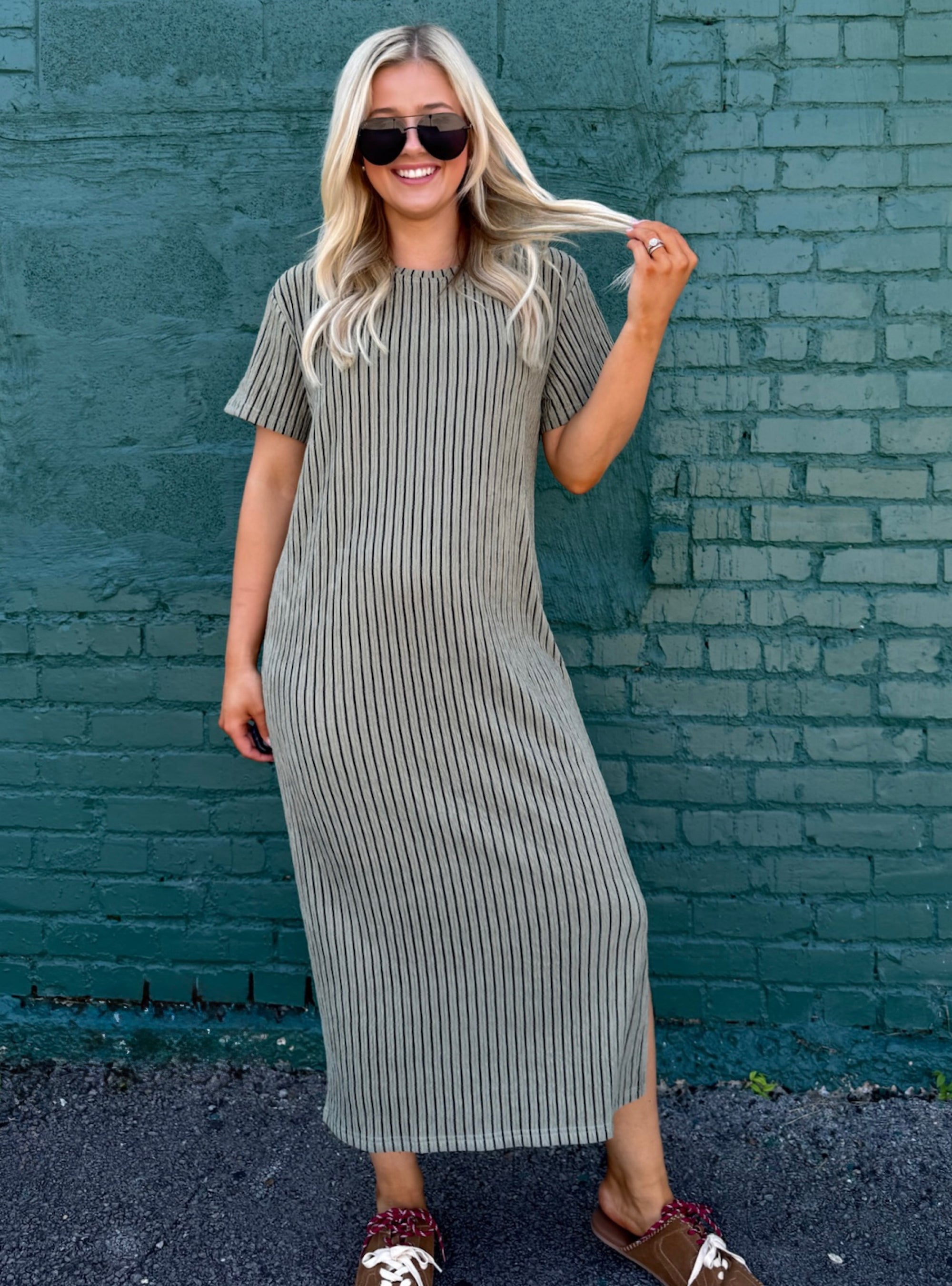 Stripe Up A Conversation T-Shirt Midi Dress