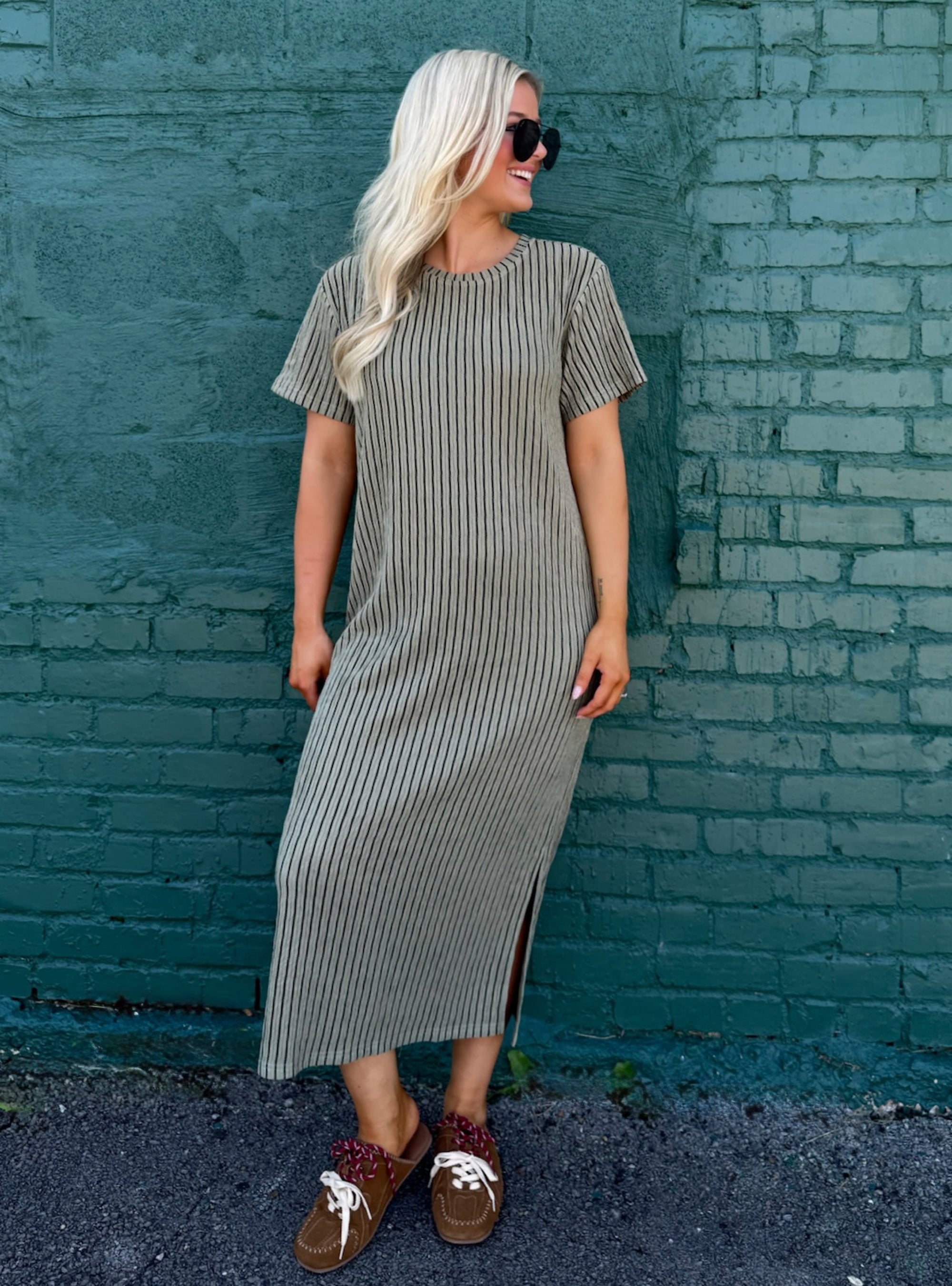 Stripe Up A Conversation T-Shirt Midi Dress