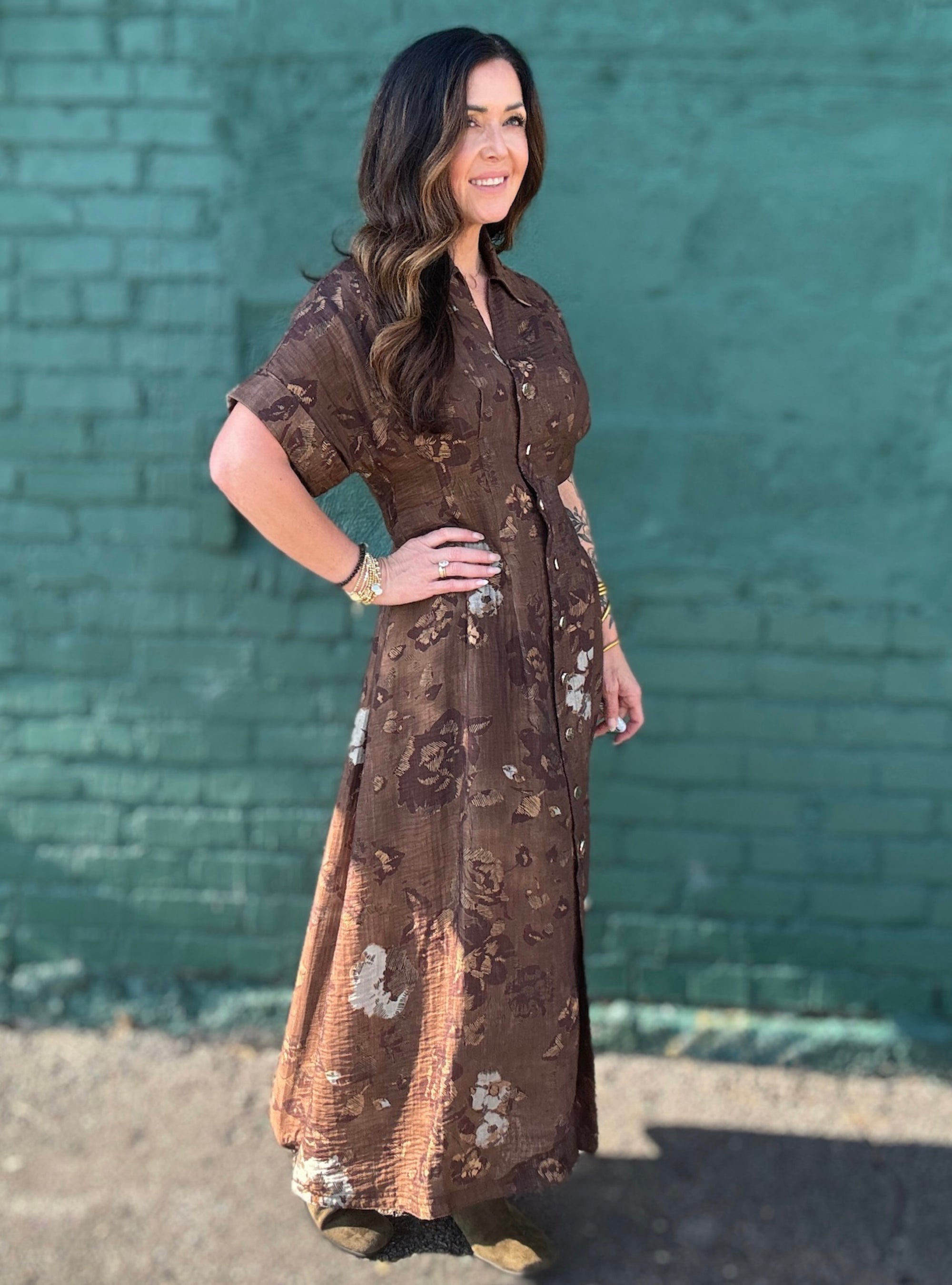 Chocolate Full of Charm Floral Dress