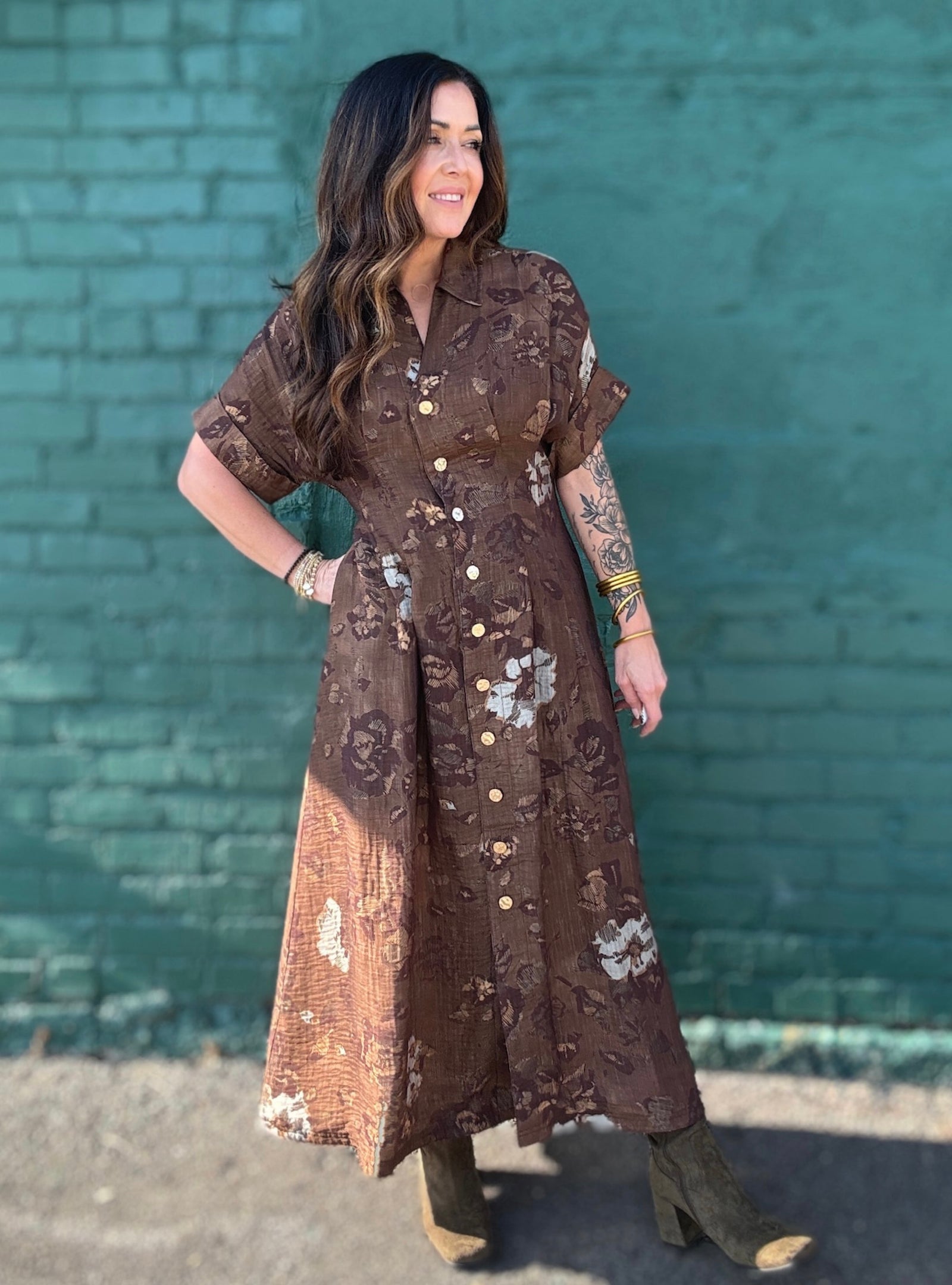 Chocolate Full of Charm Floral Dress