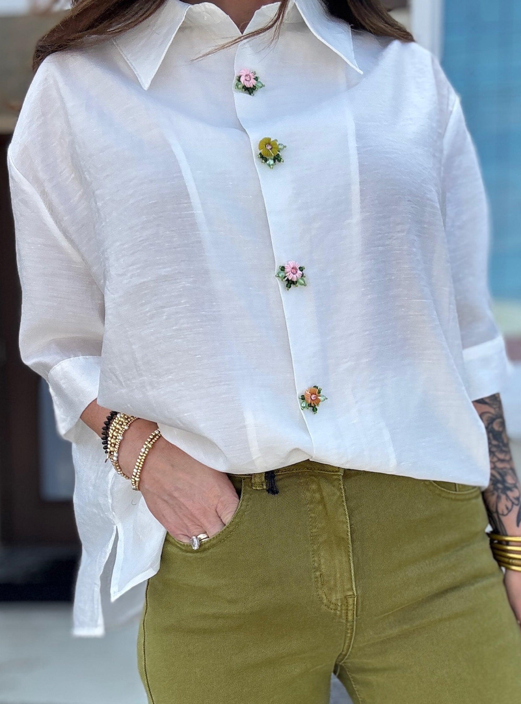 Blooming Adorable White Tencel Oversized Top