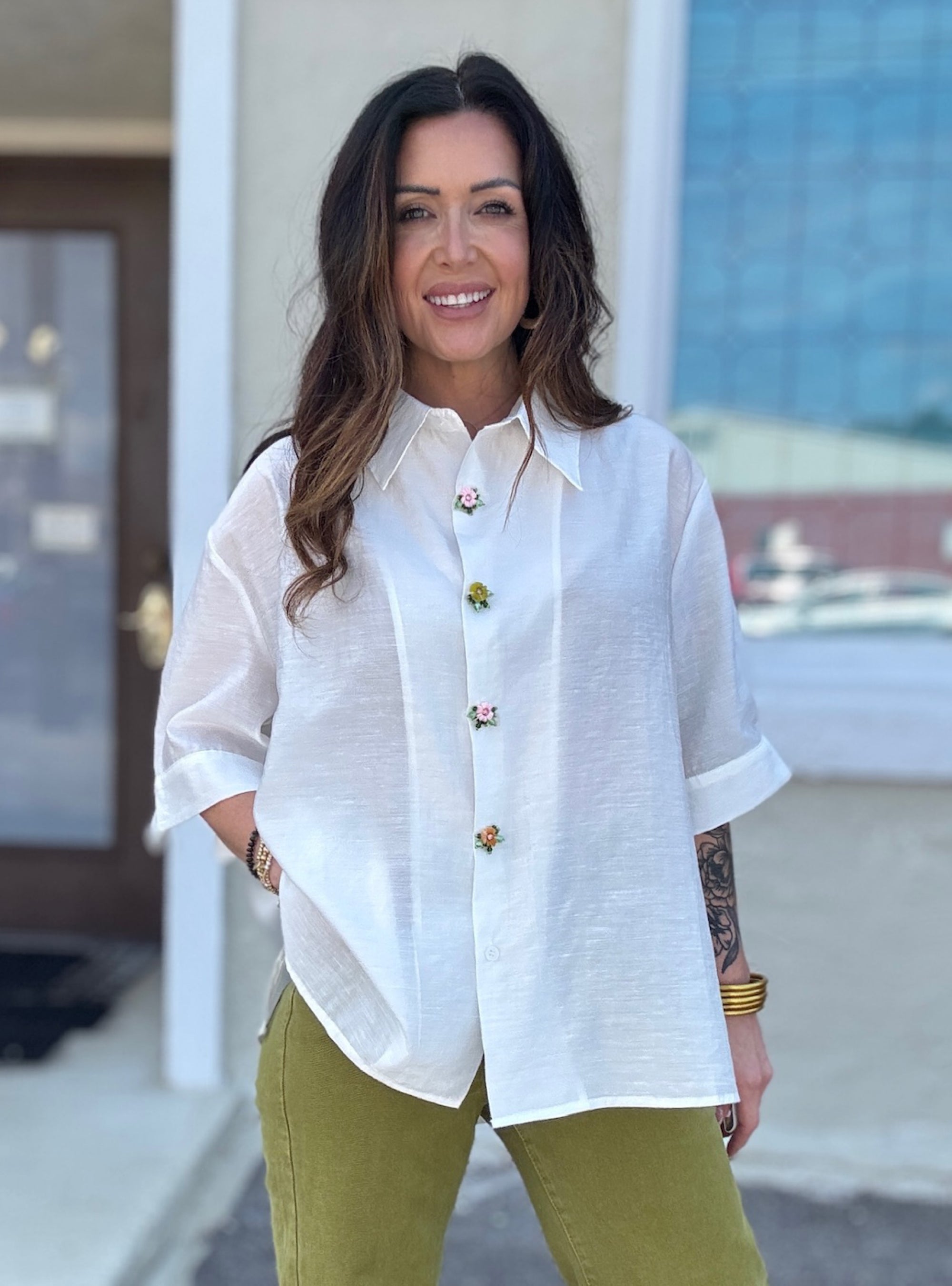 Blooming Adorable White Tencel Oversized Top