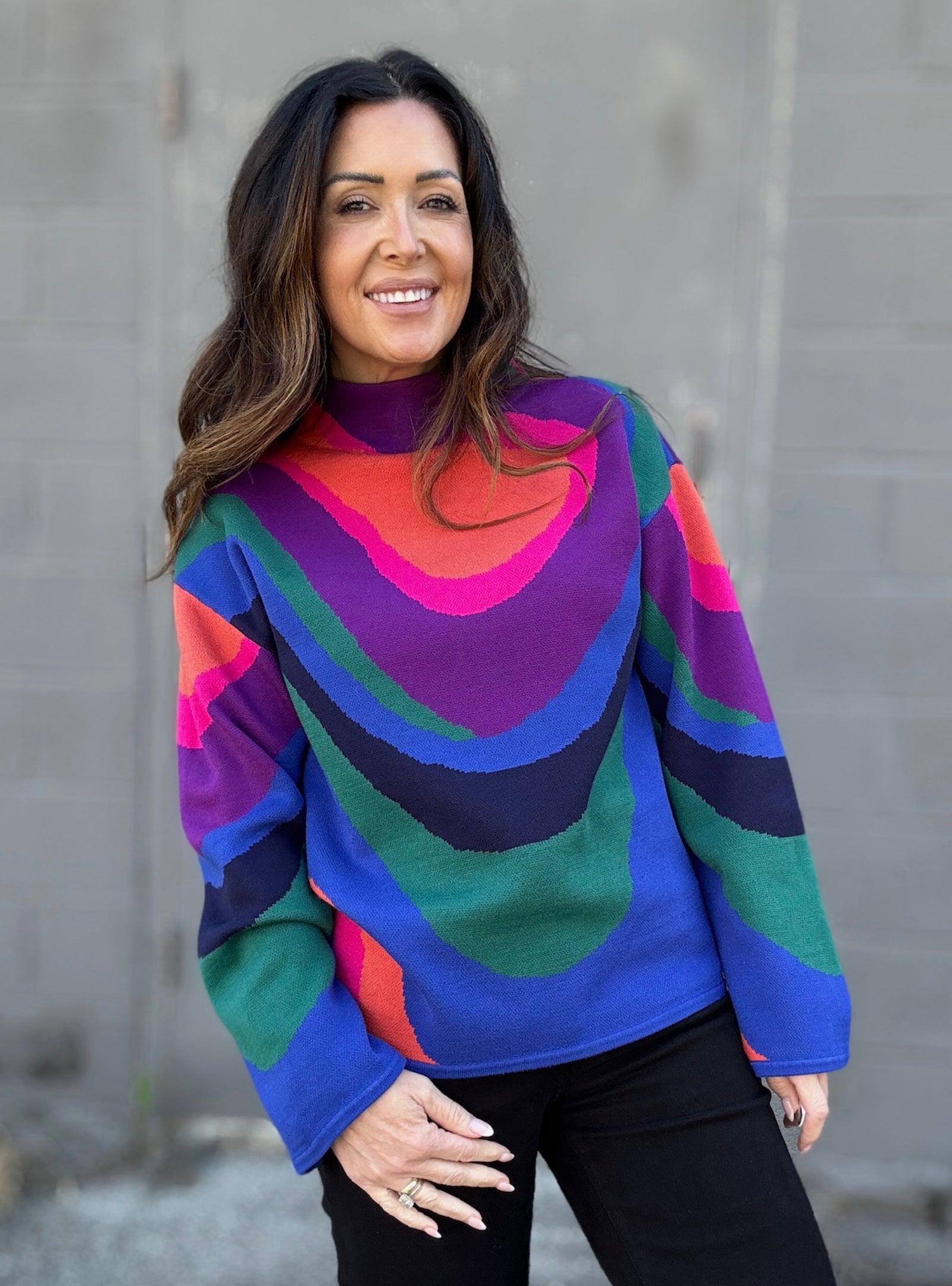APNY Painted Glass Funnel Neck Pullover