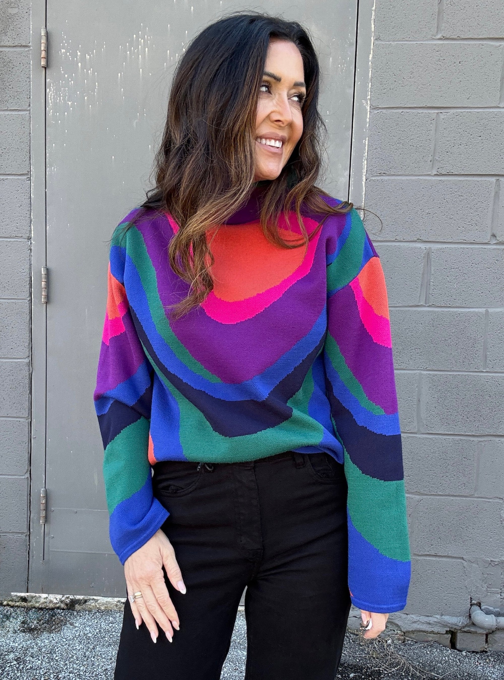 APNY Painted Glass Funnel Neck Pullover