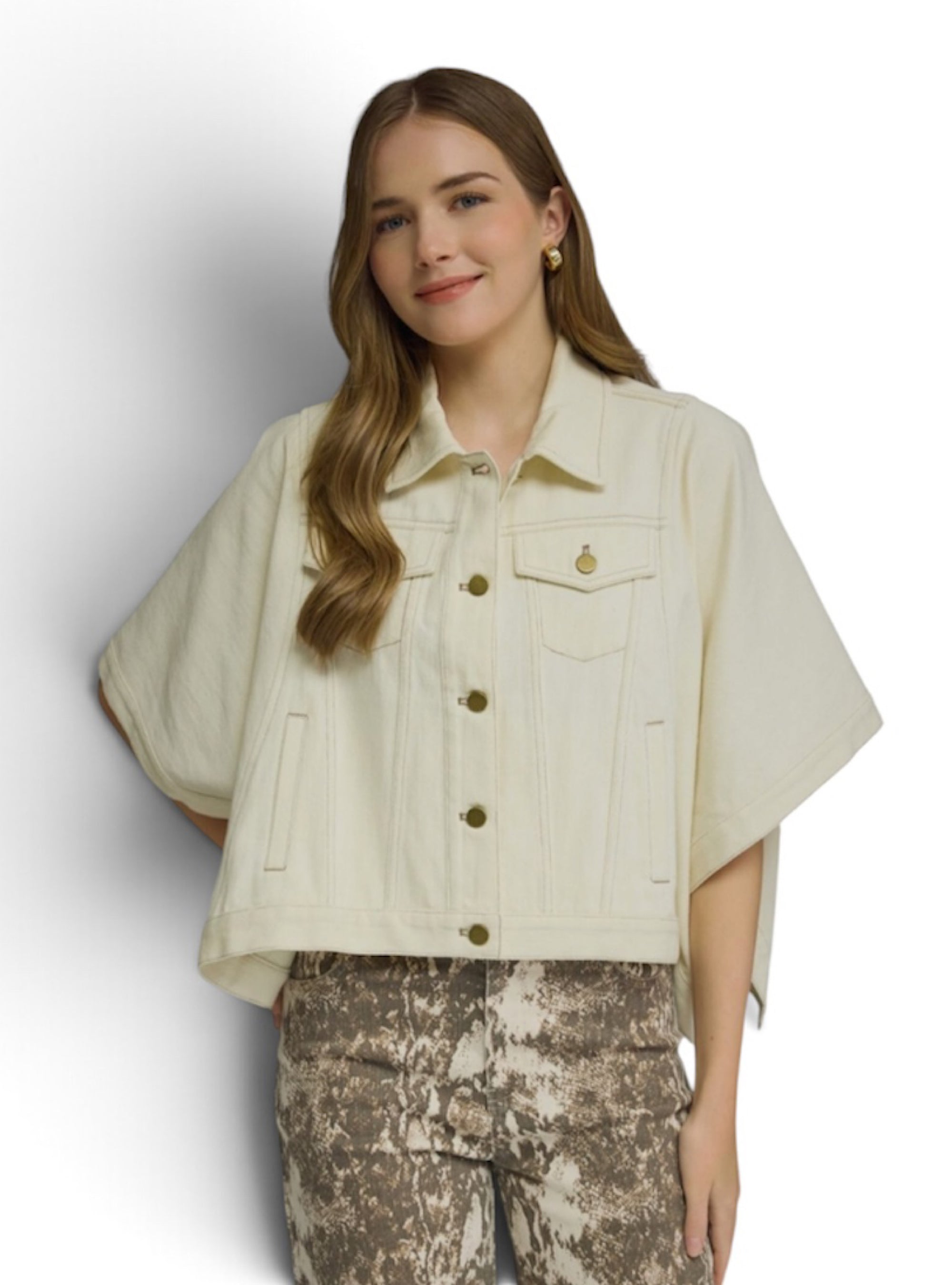 Ecru-ly Effortless Denim Poncho Jacket