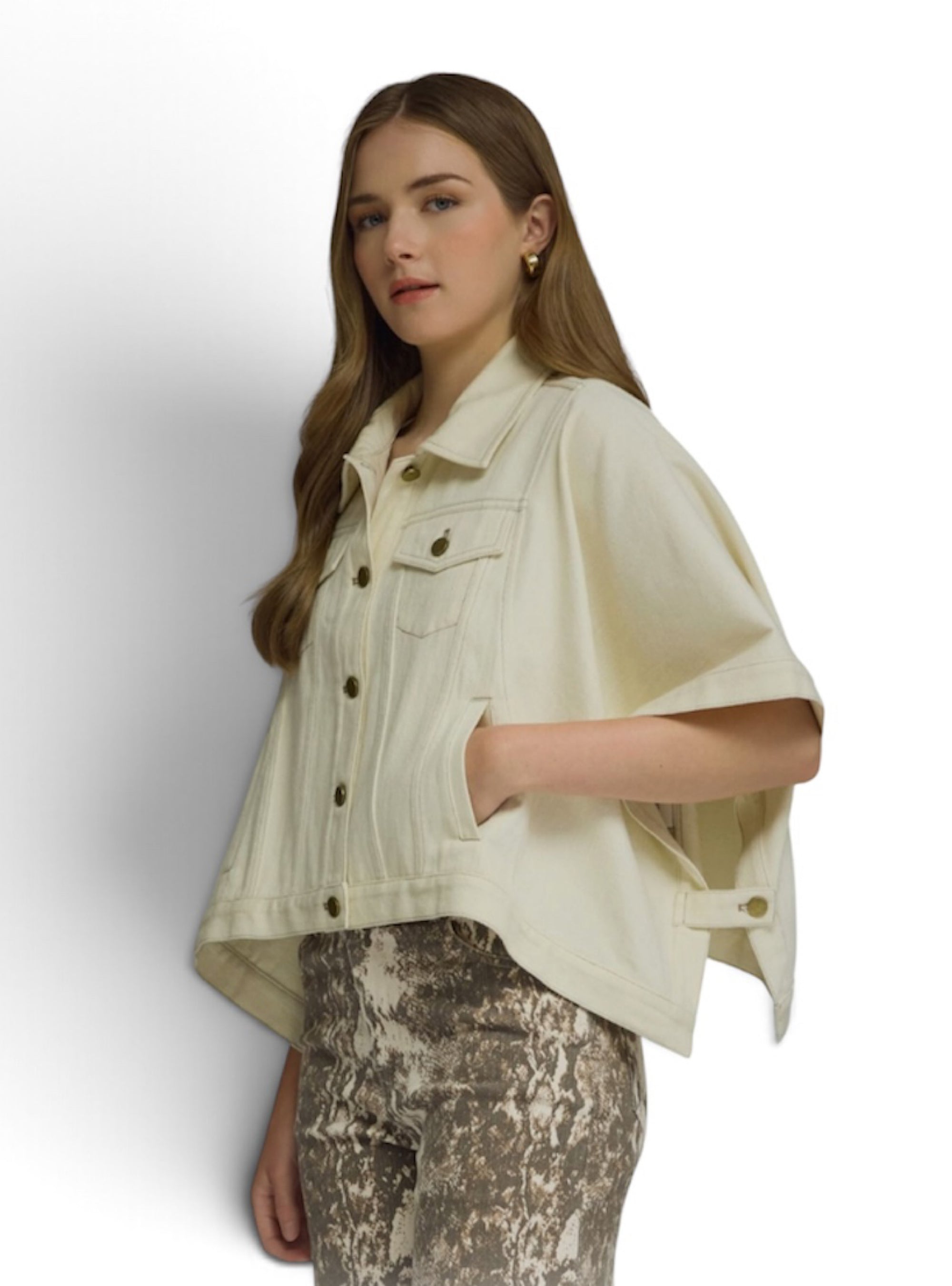 Ecru-ly Effortless Denim Poncho Jacket