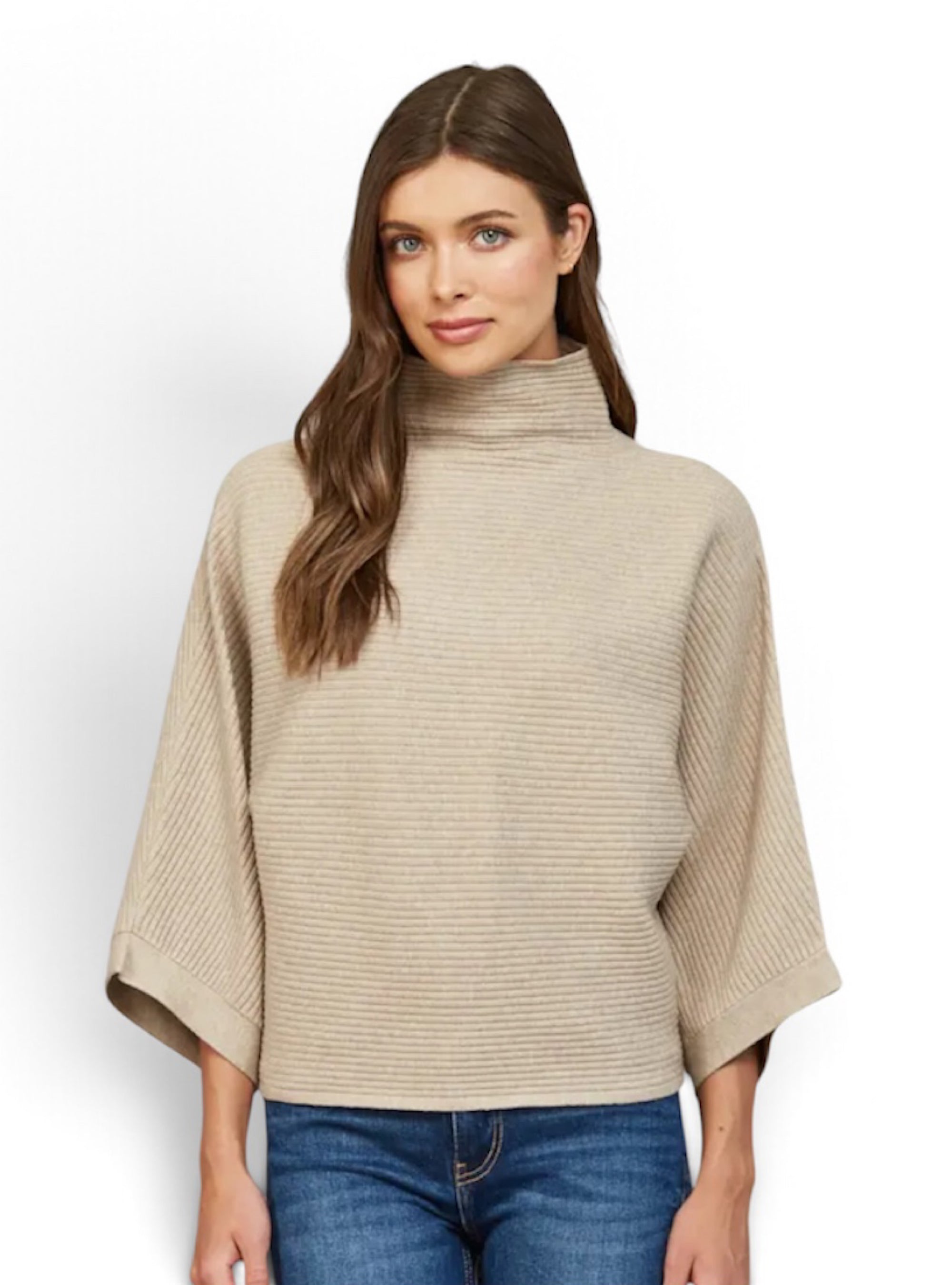 Taupe Tier Cozy Mock Neck Sweater