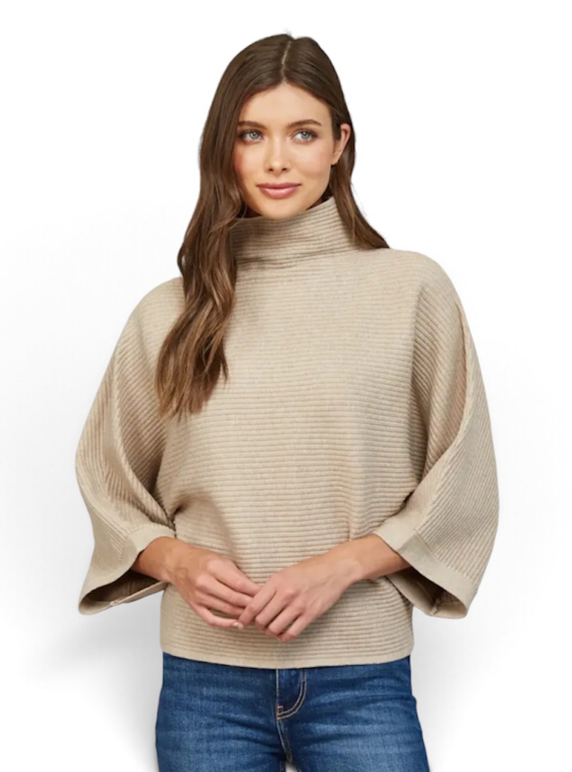 Taupe Tier Cozy Mock Neck Sweater