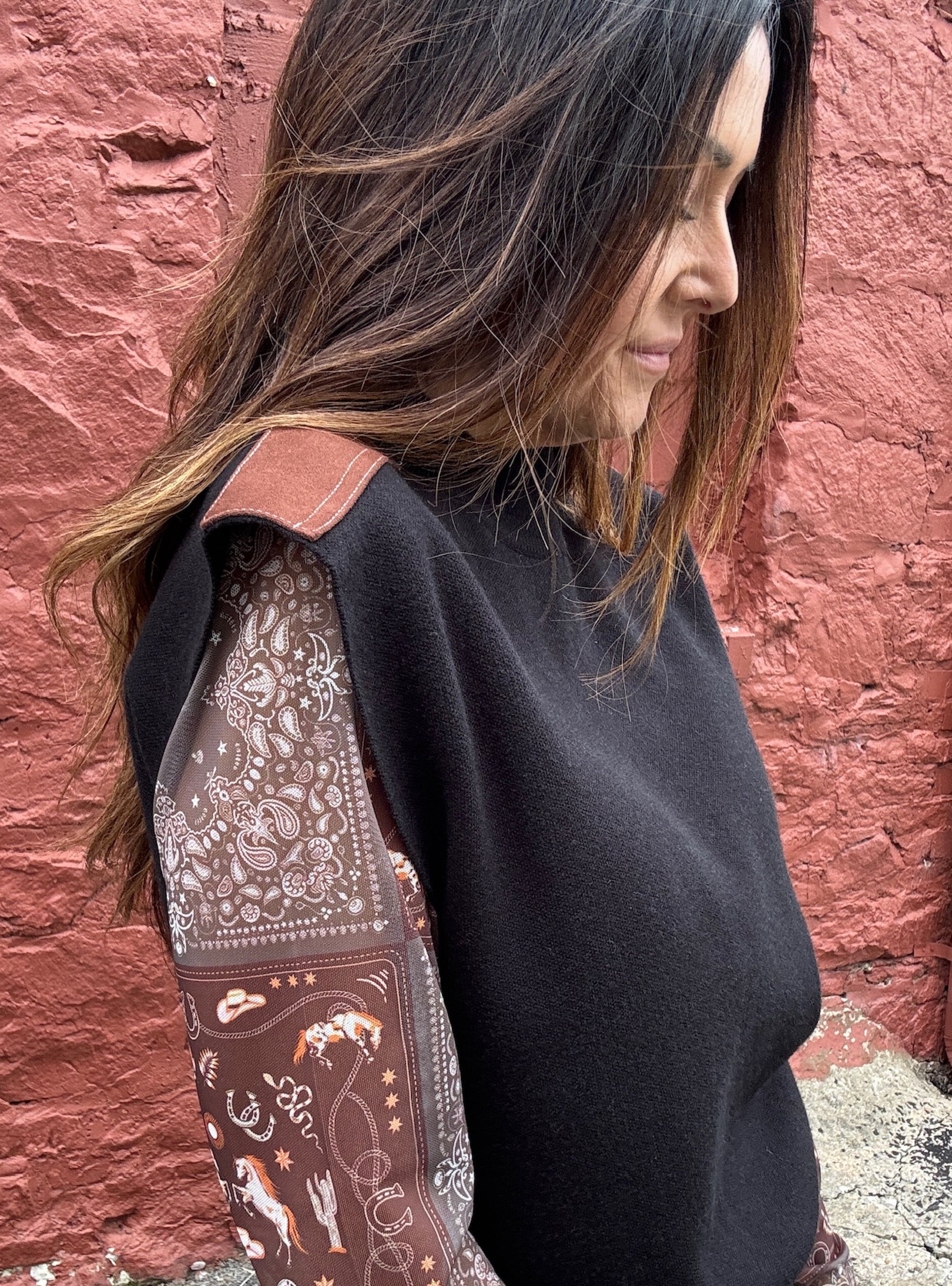 Cozy With Character Shoulder Detail Top - Black