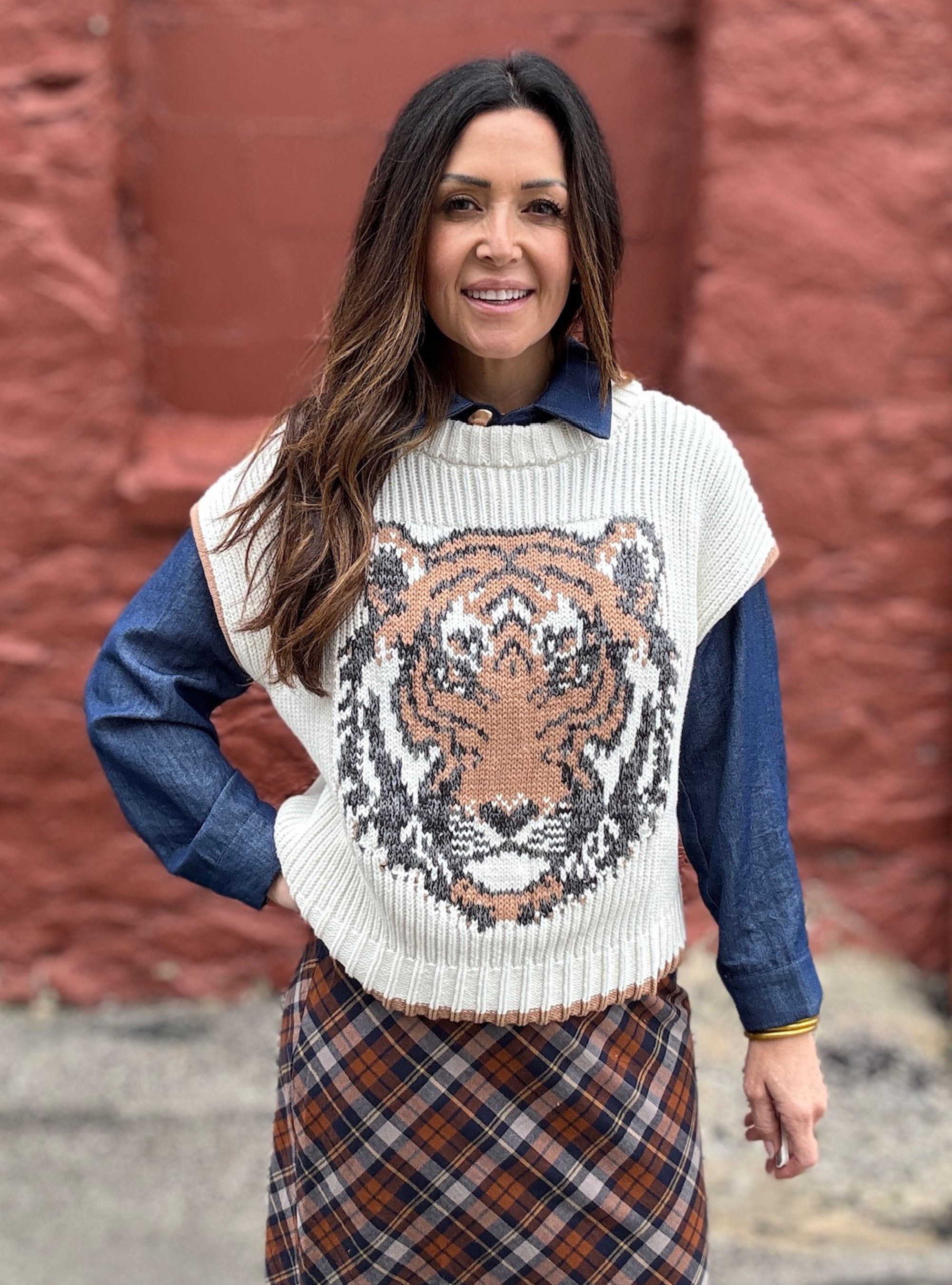 Tiger By The Tail Sweater Vest Top