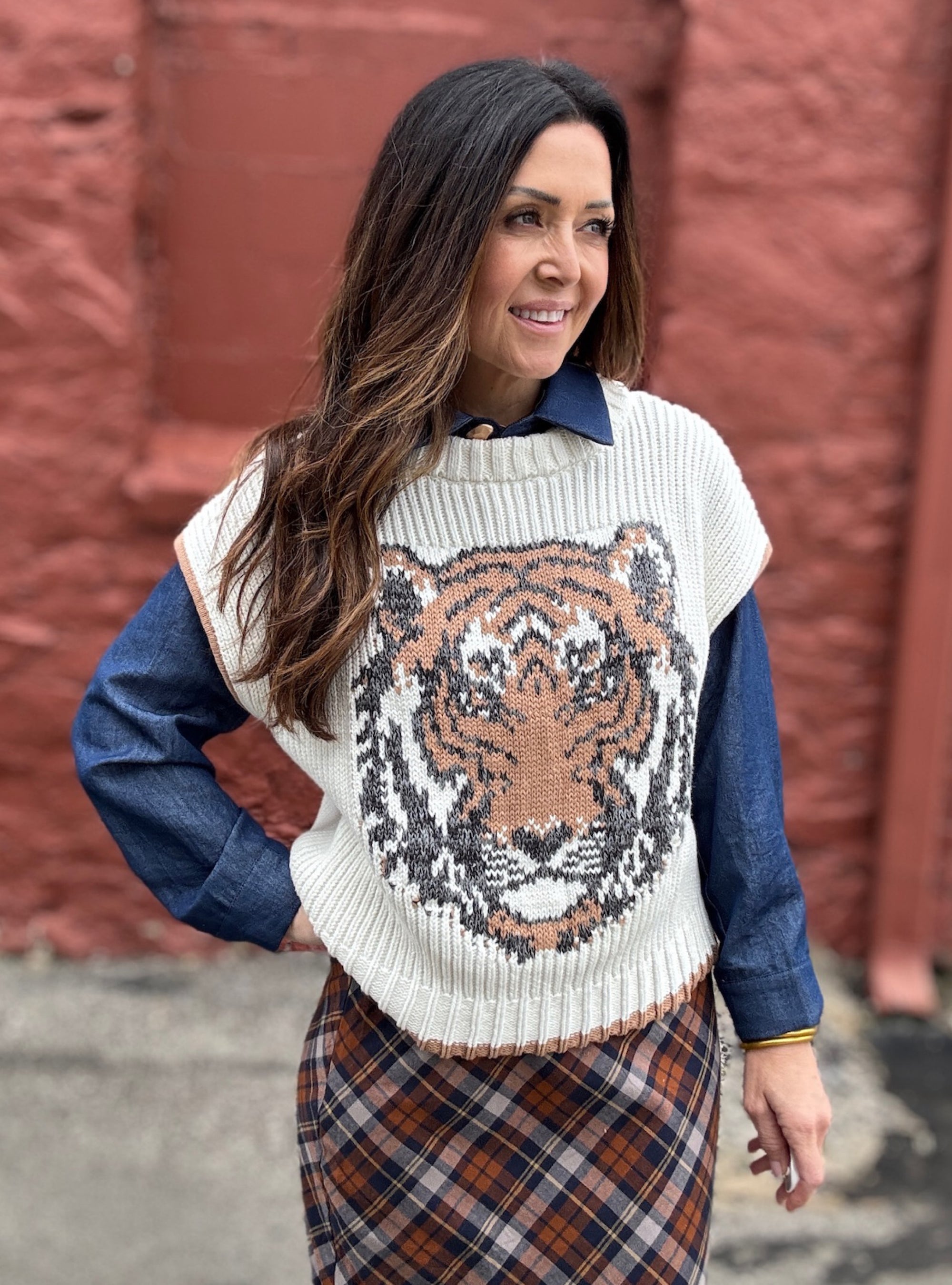 Tiger By The Tail Sweater Vest Top