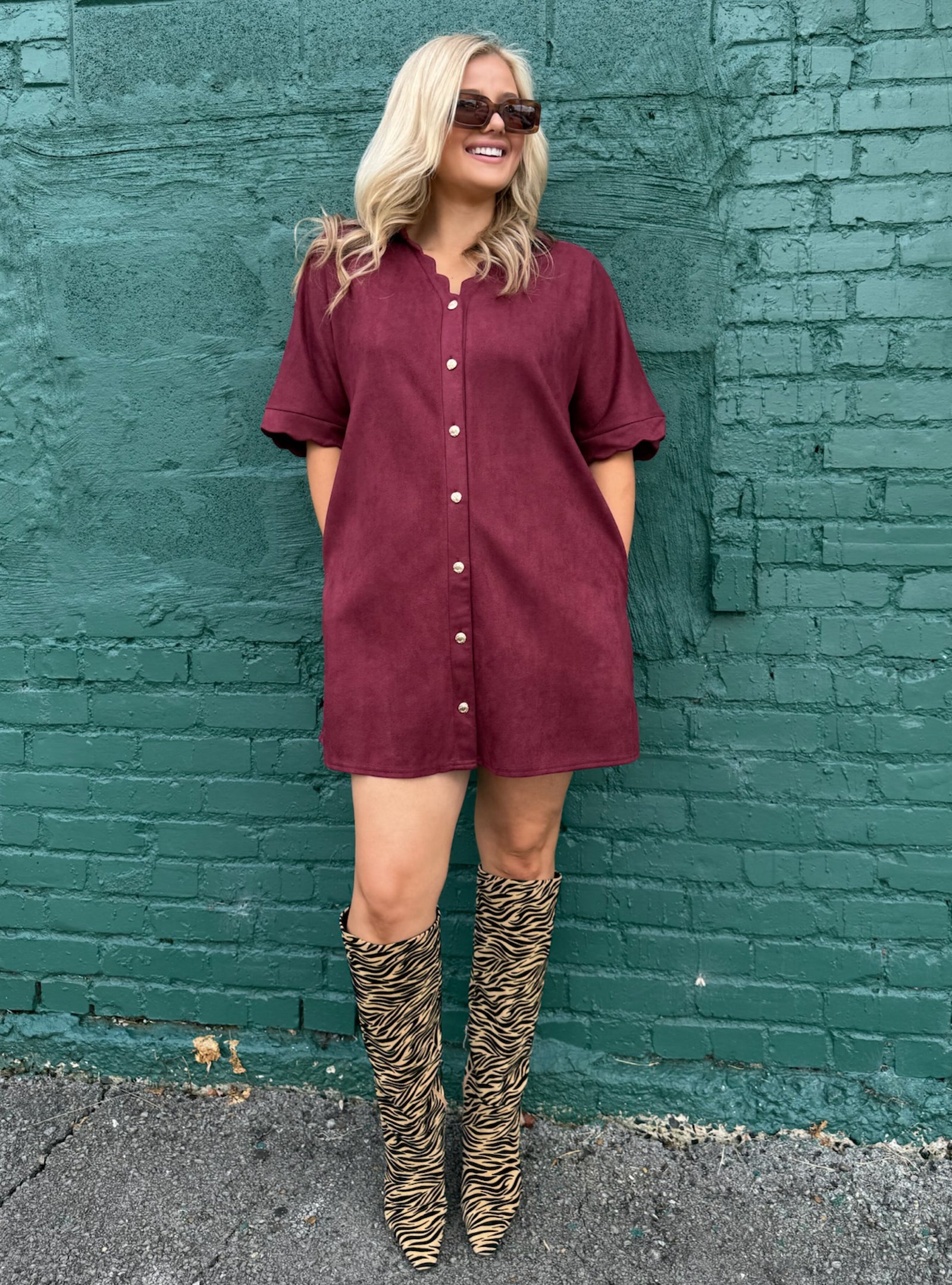 Wine of A Kind Scalloped Dress