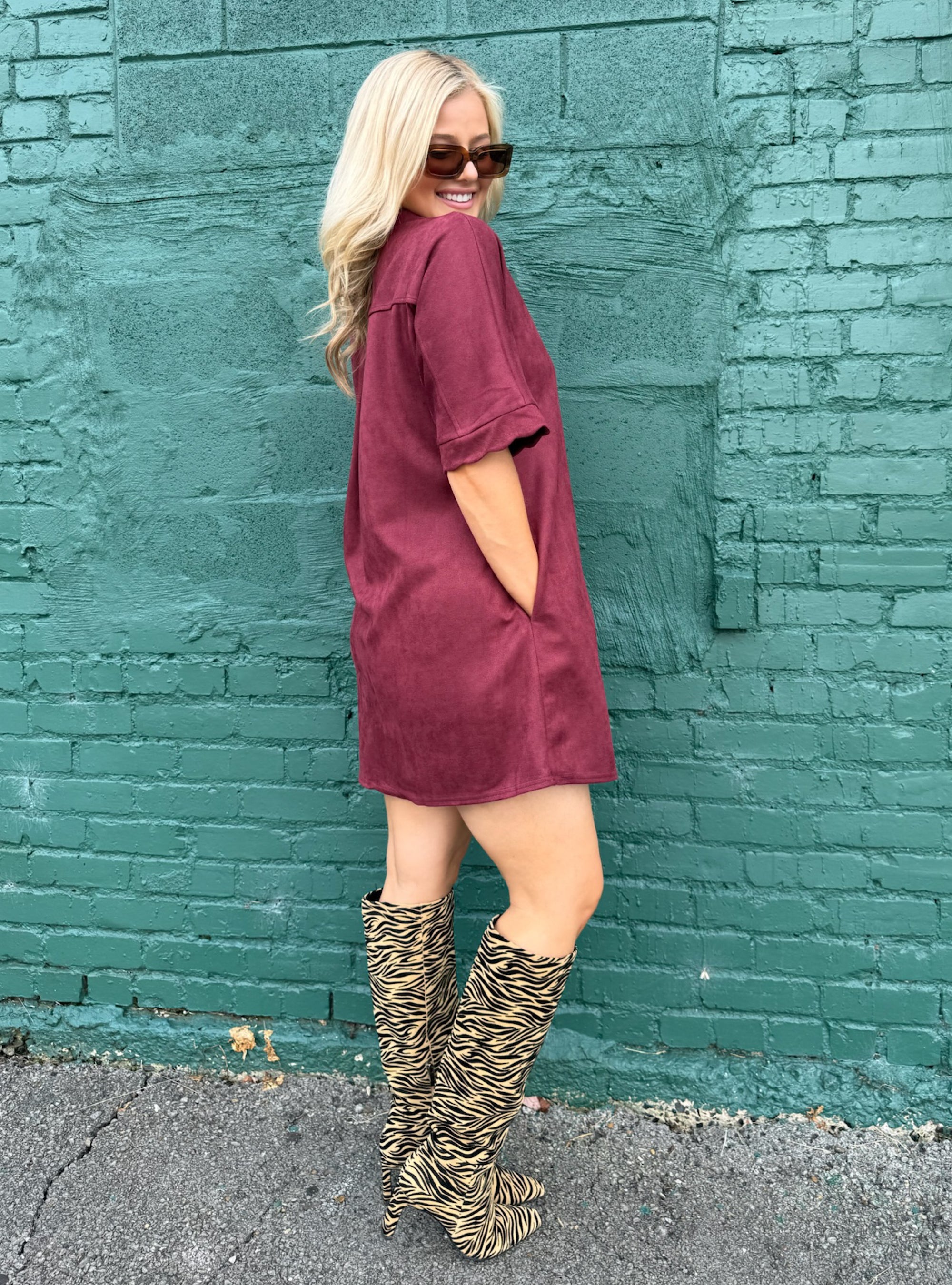 Wine of A Kind Scalloped Dress