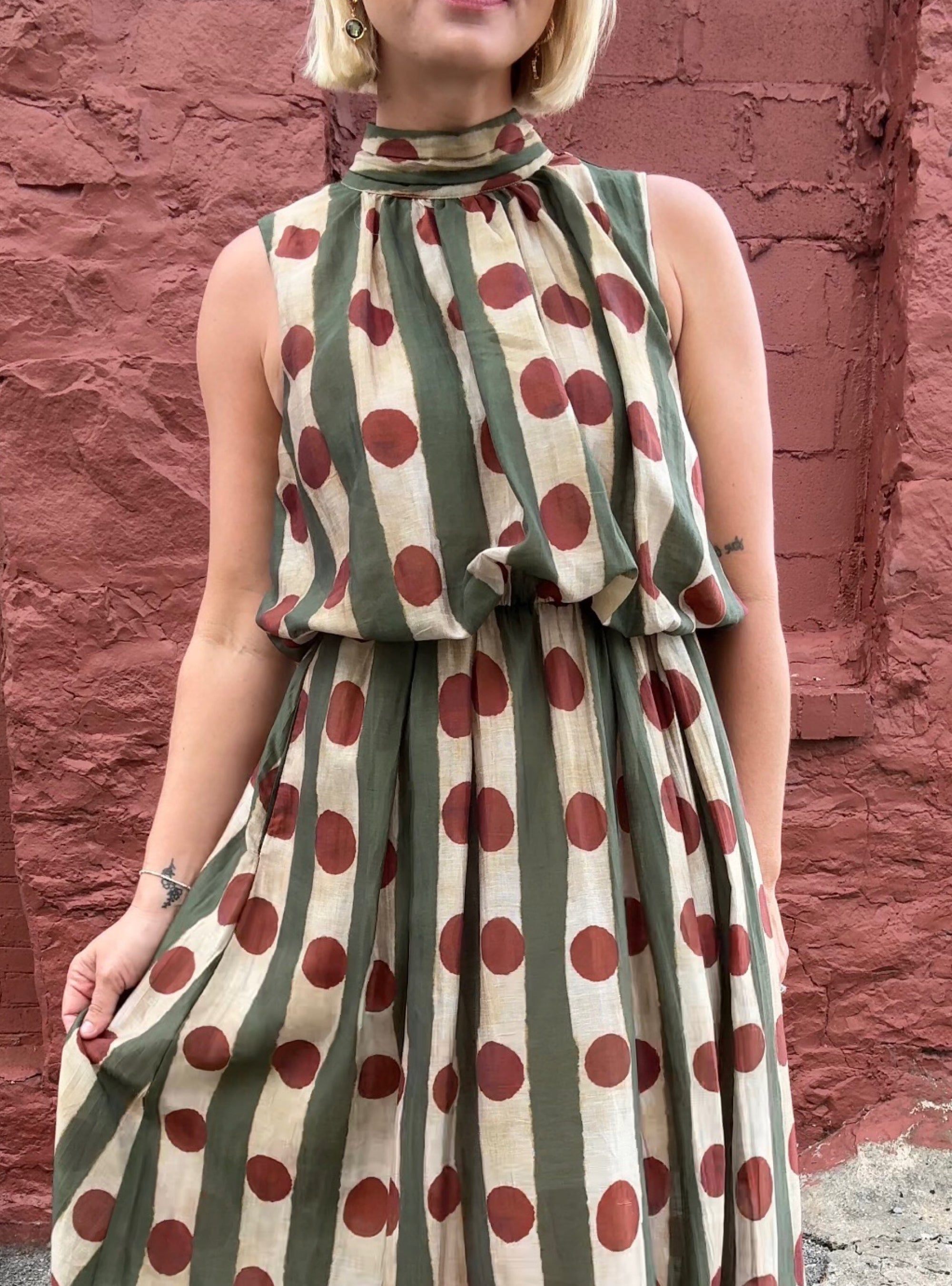 Stripes With A Spot of Fun Midi Dress