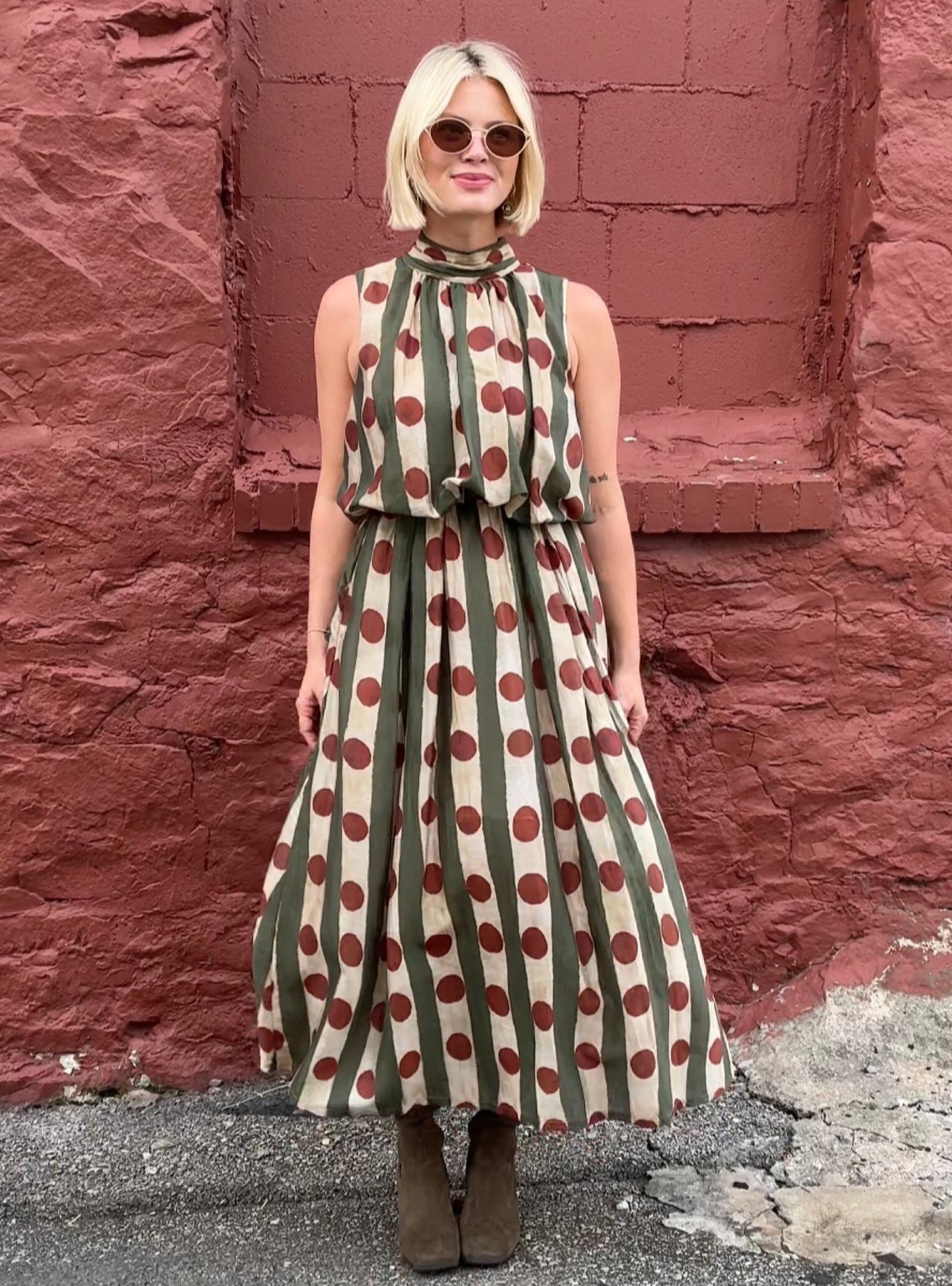 Stripes With A Spot of Fun Midi Dress