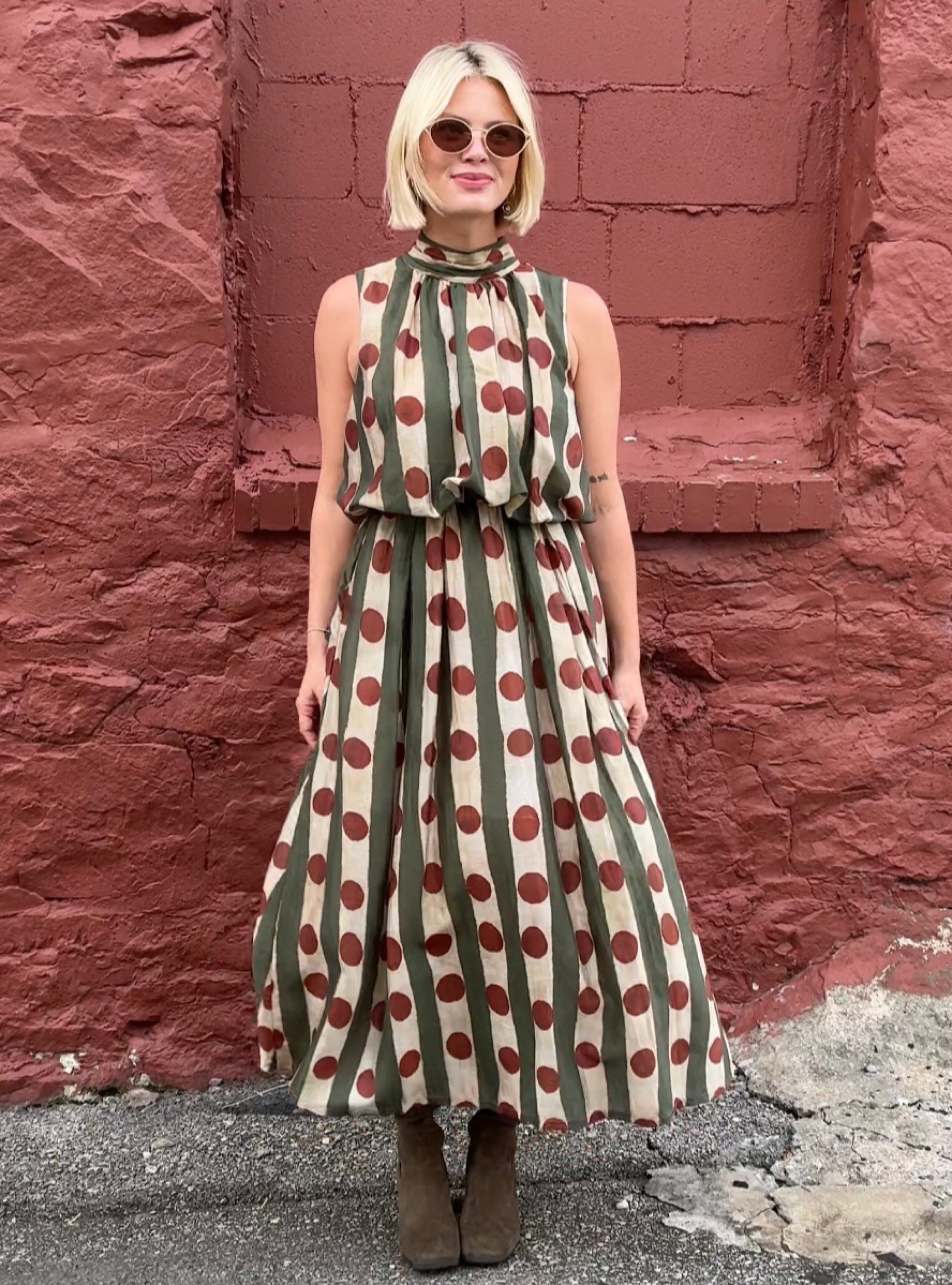 Stripes With A Spot of Fun Midi Dress
