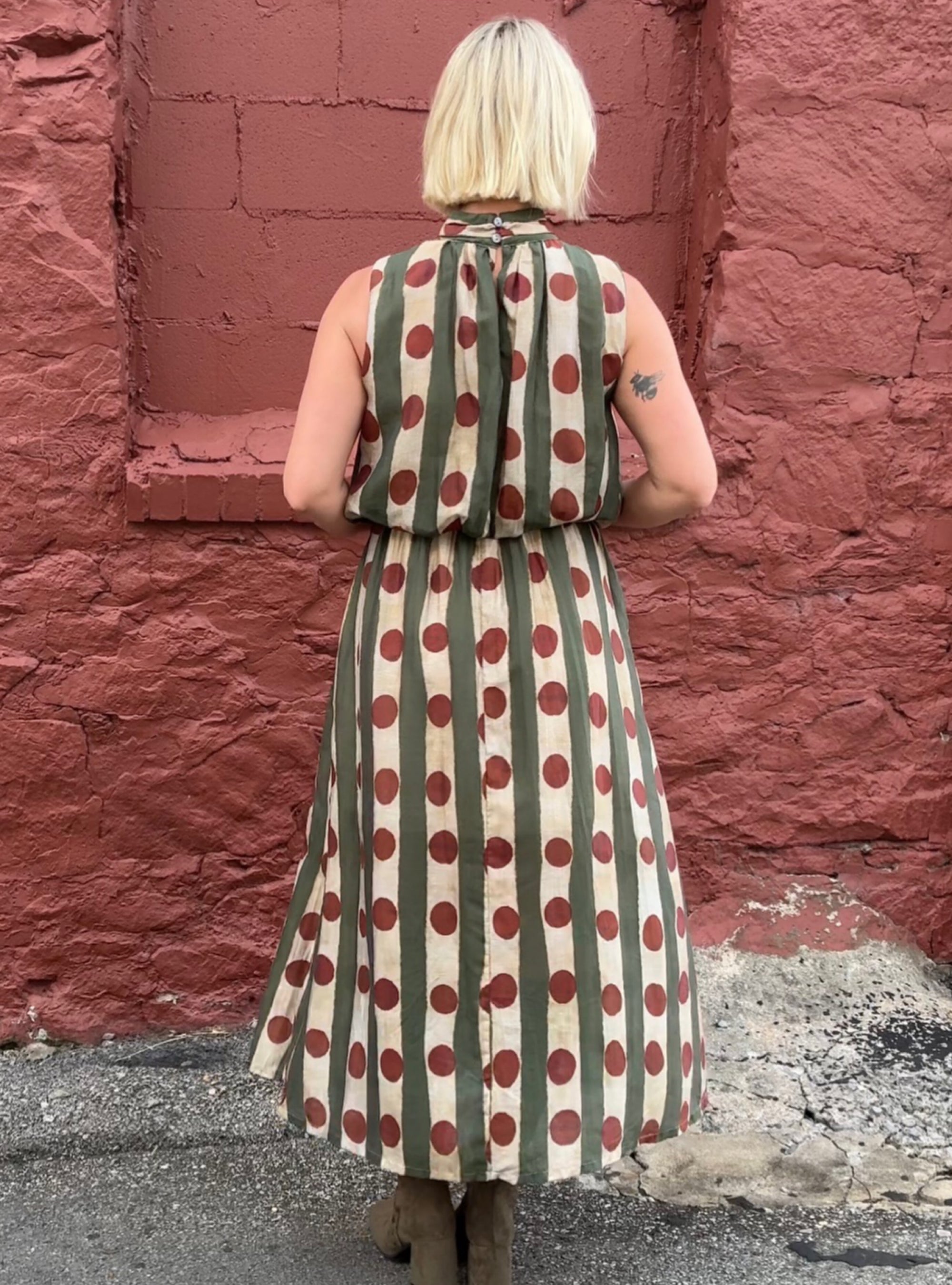 Stripes With A Spot of Fun Midi Dress