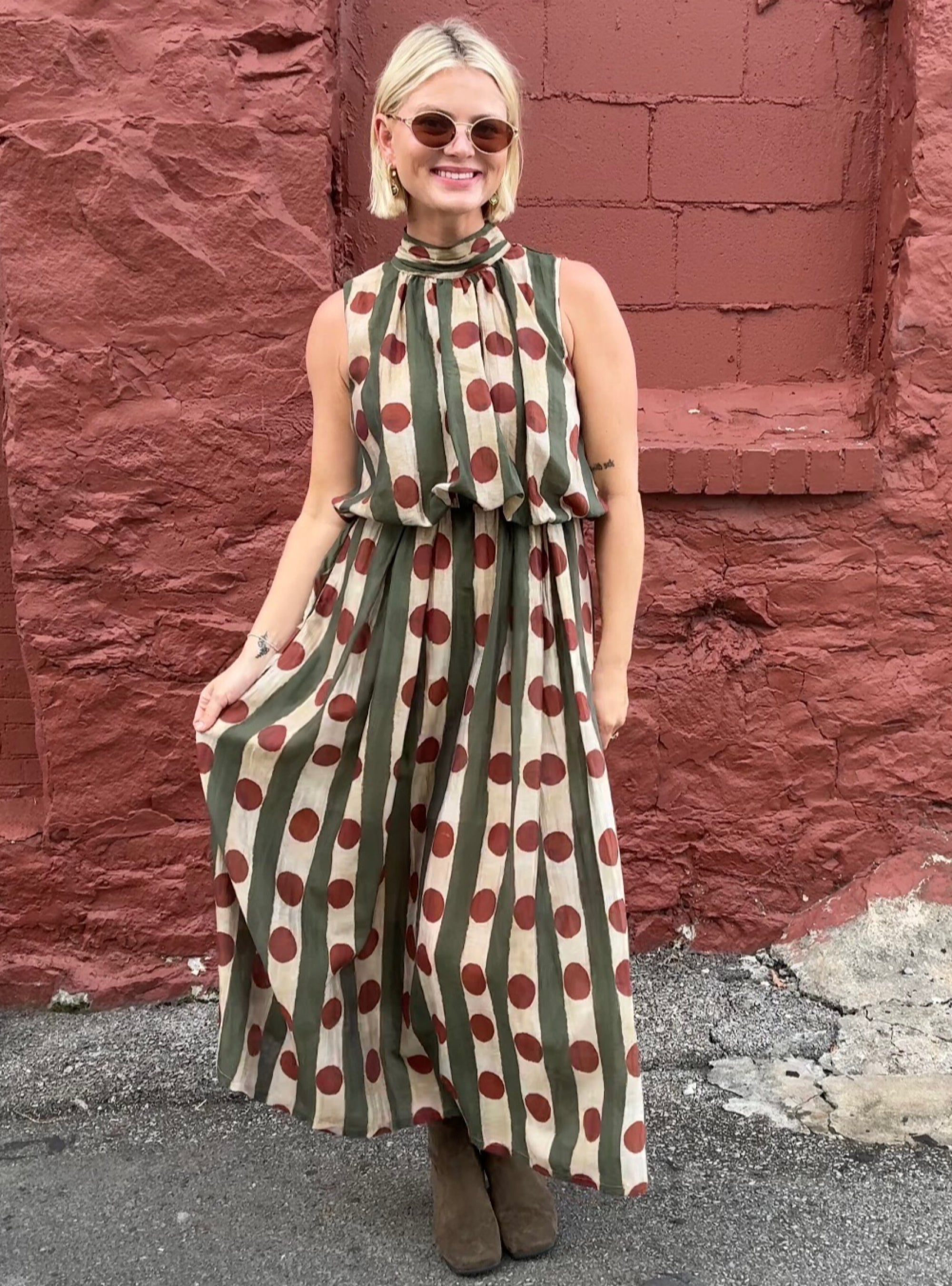 Stripes With A Spot of Fun Midi Dress