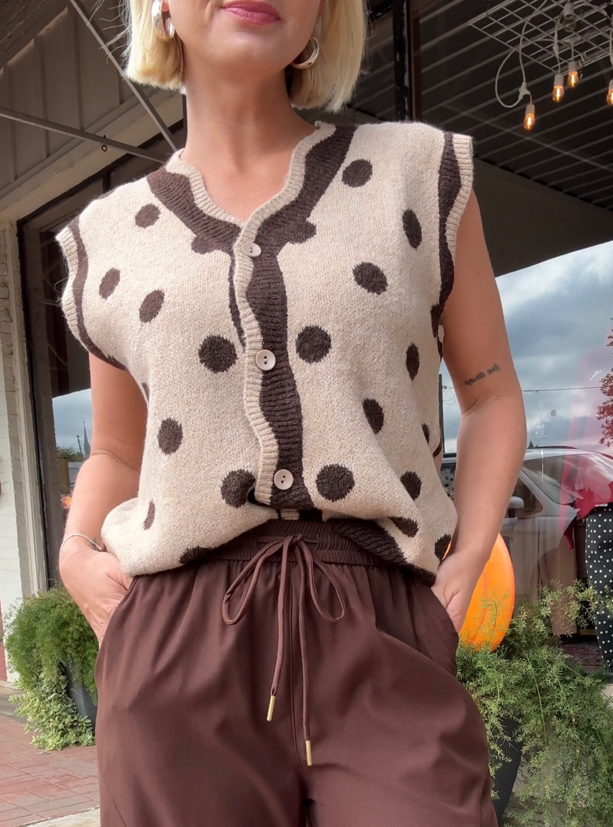 Connecting The Dots Mocha Sweater Vest