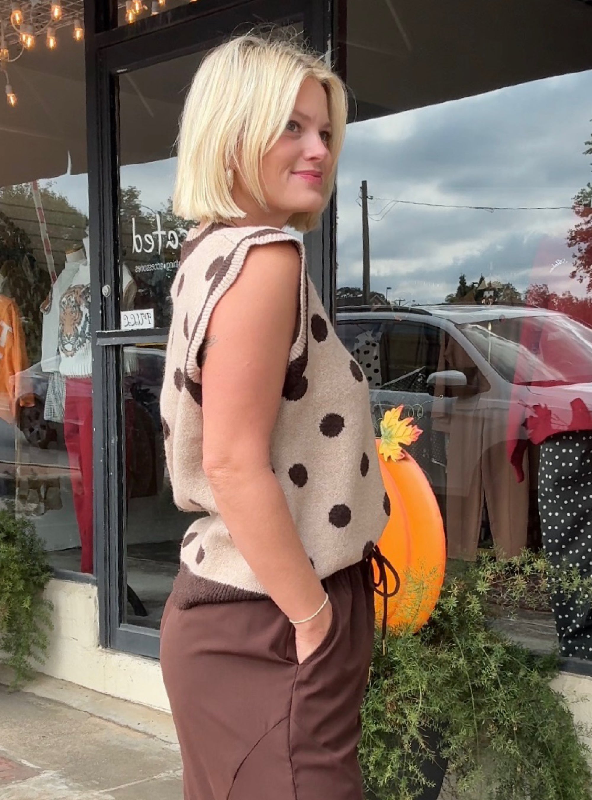 Connecting The Dots Mocha Sweater Vest