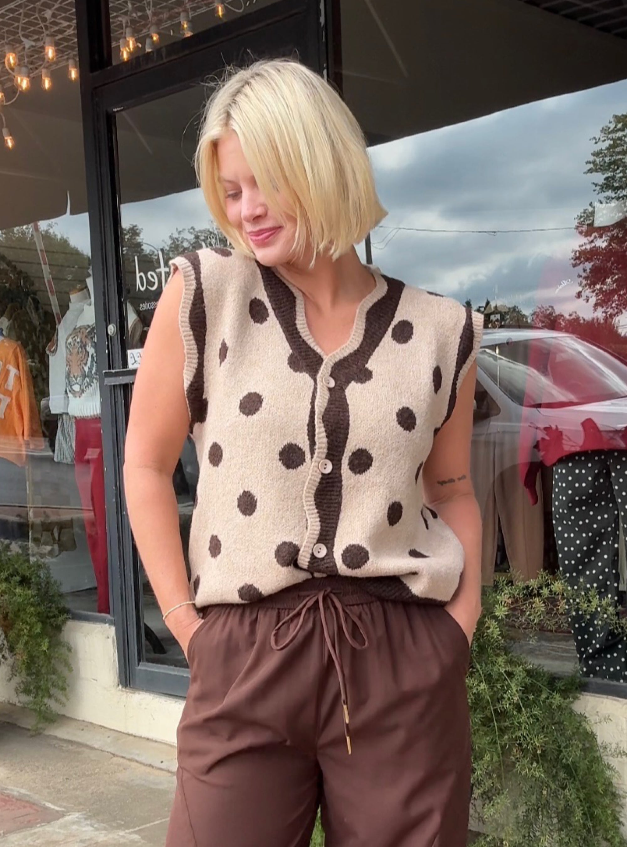 Connecting The Dots Mocha Sweater Vest