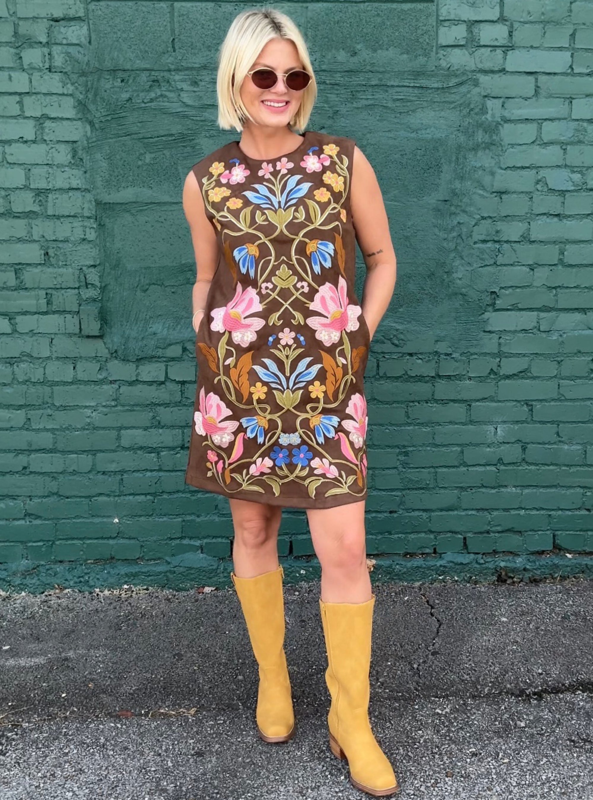 Made In The Suede Embroidered Floral Dress