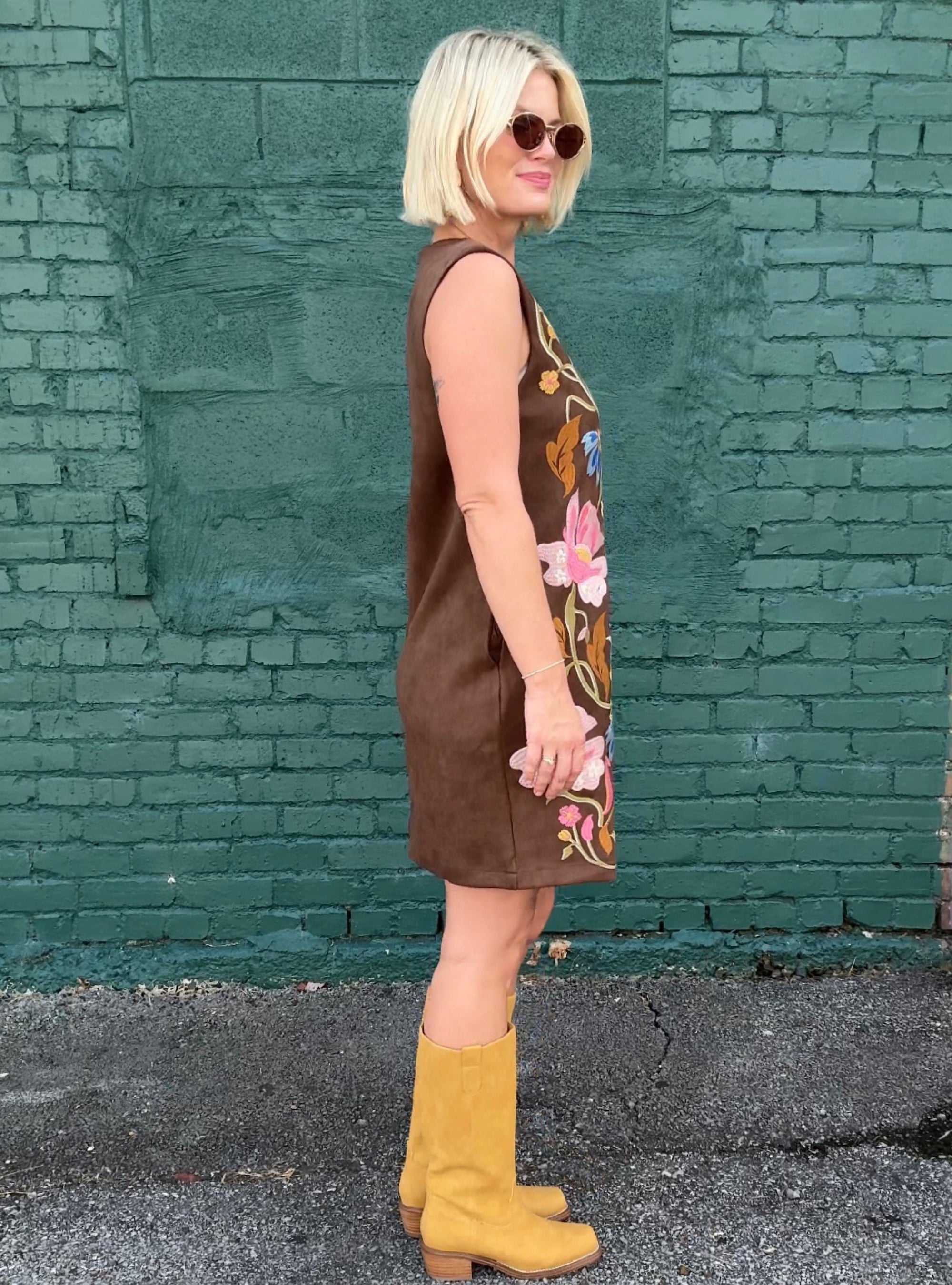 Made In The Suede Embroidered Floral Dress