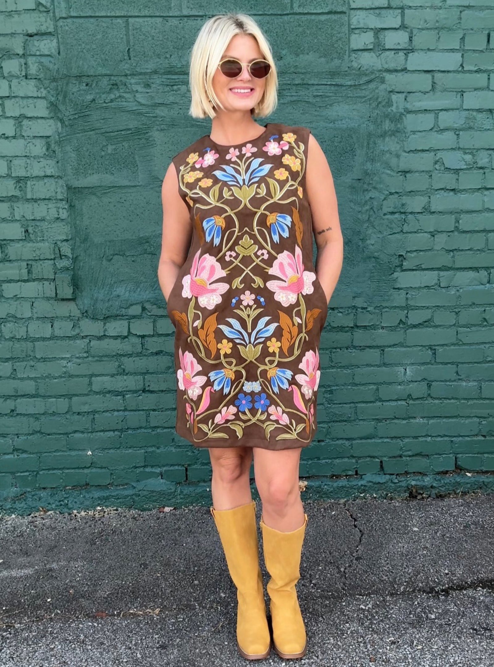 Made In The Suede Embroidered Floral Dress