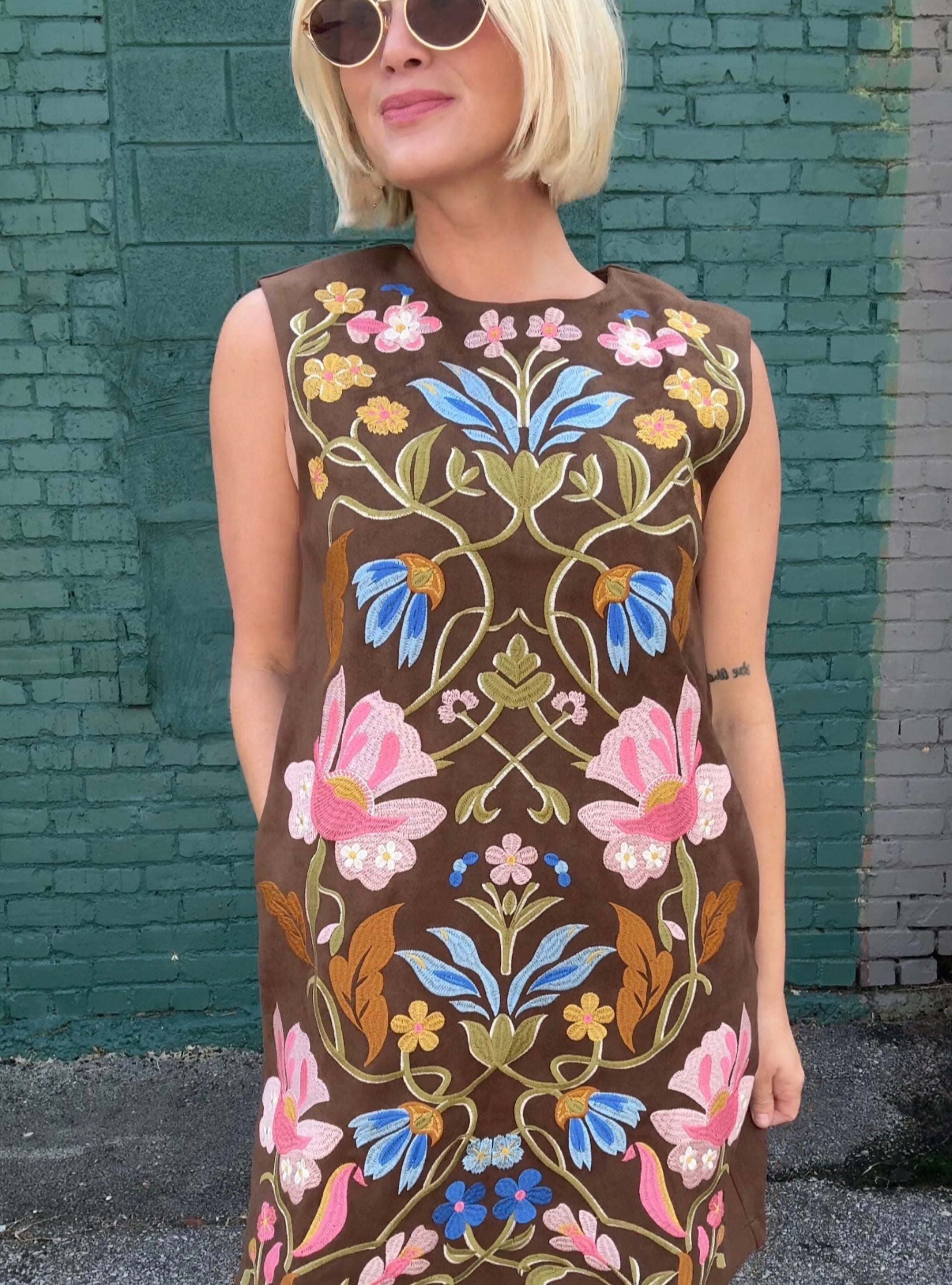 Made In The Suede Embroidered Floral Dress