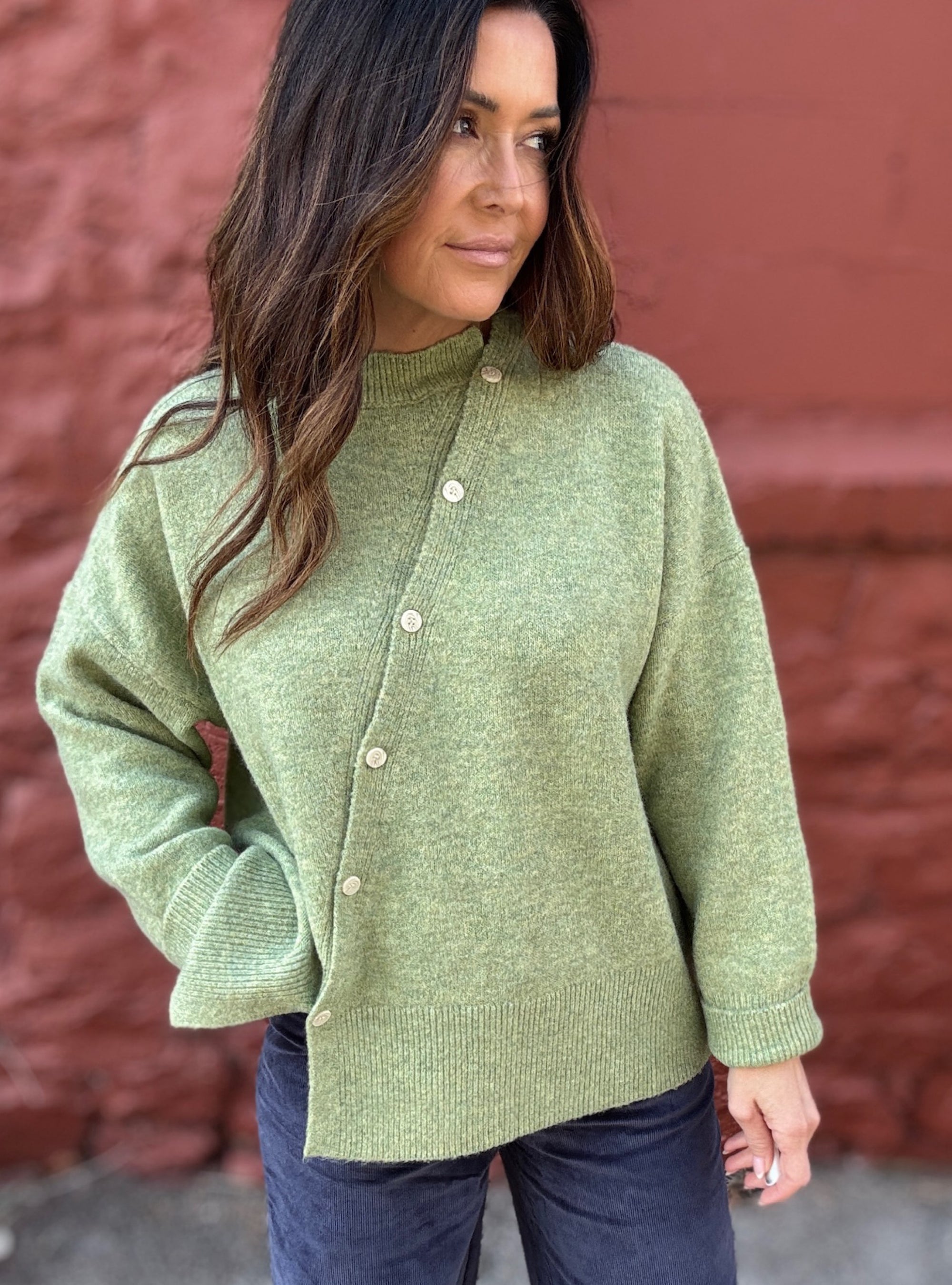 Pistachio Perfection Asymmetrical Front Cardigan