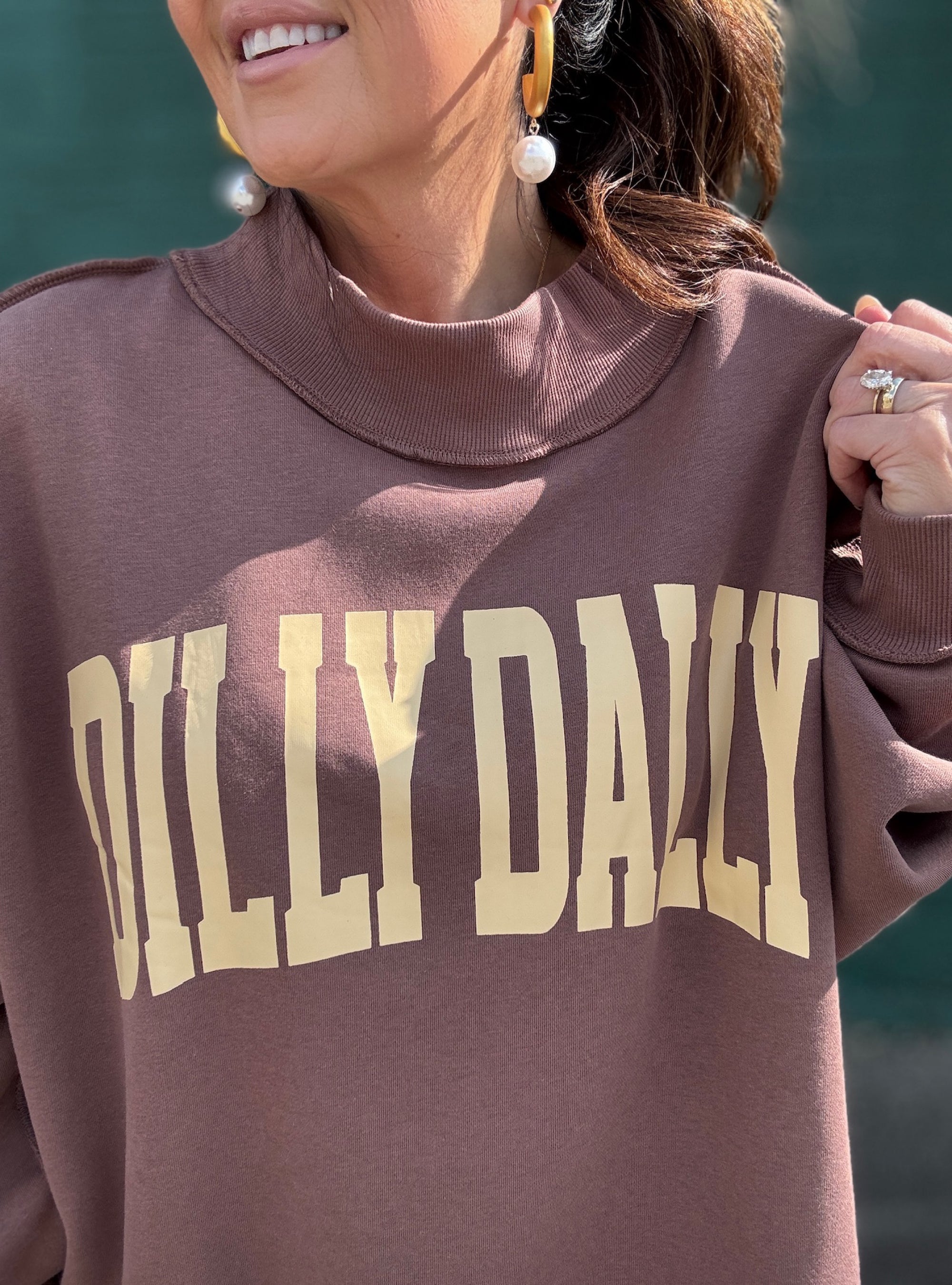 Dilly Dally Mock Neck Sweatshirt