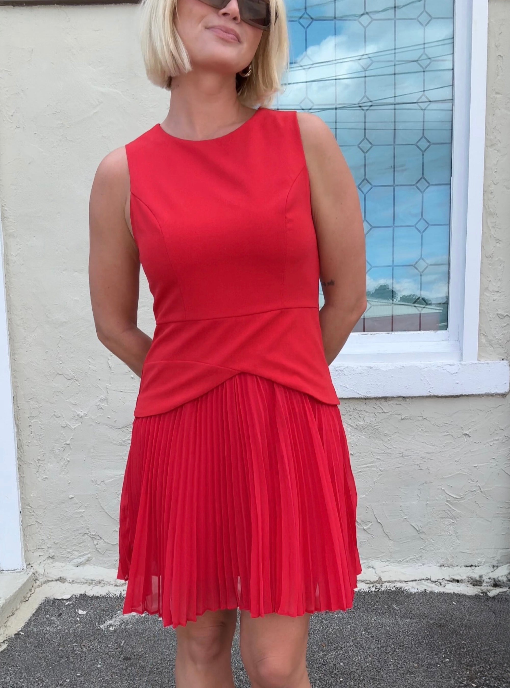 A Pleat Above The Rest Red Dress