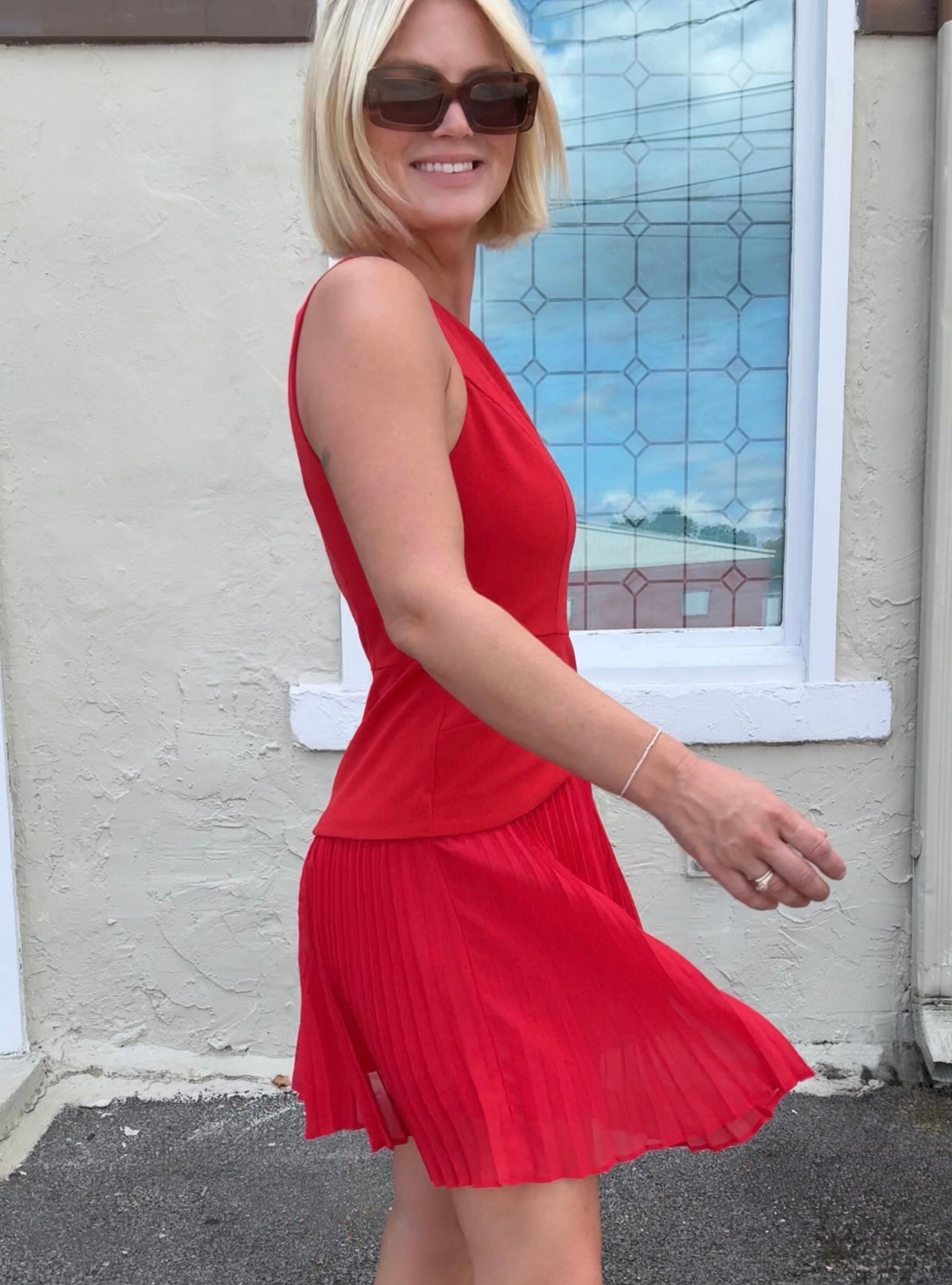A Pleat Above The Rest Red Dress