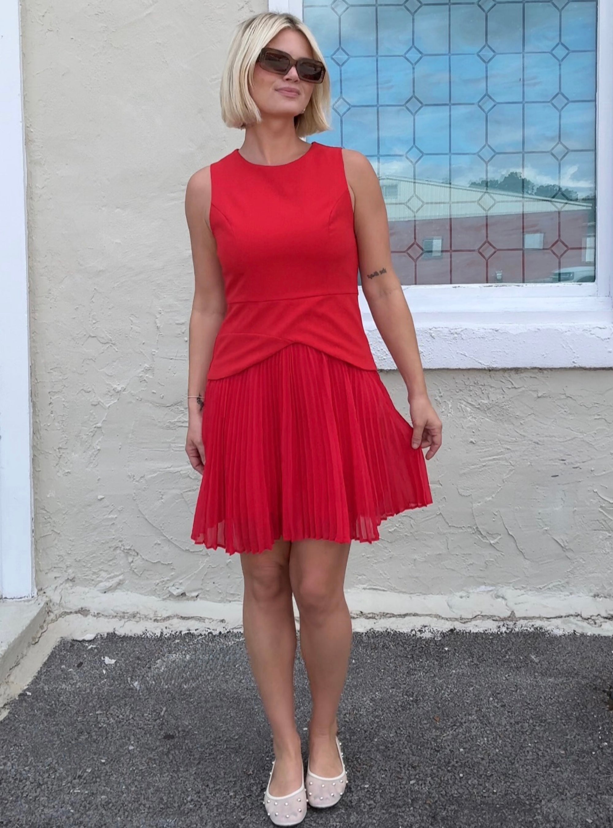 A Pleat Above The Rest Red Dress