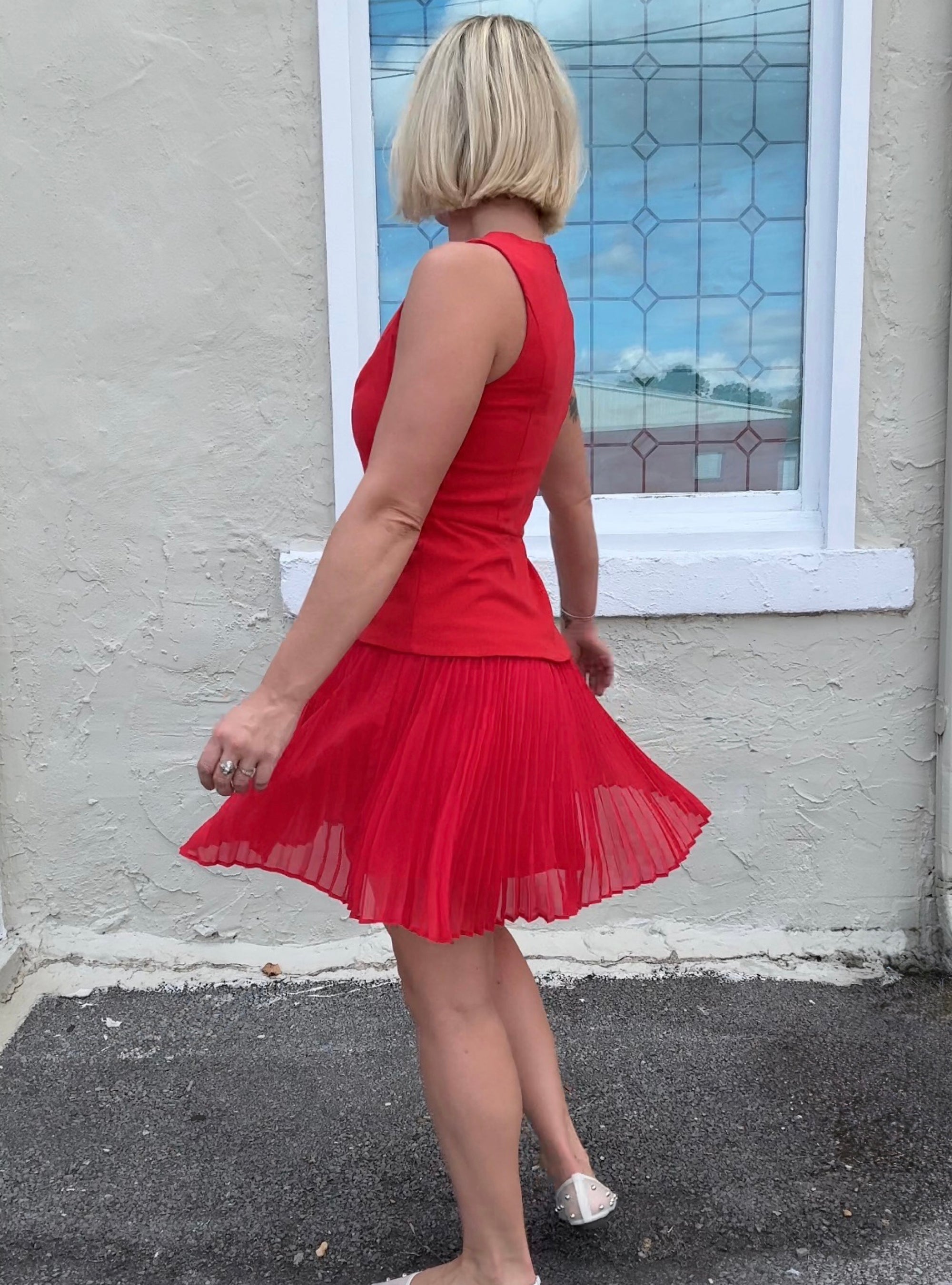 A Pleat Above The Rest Red Dress