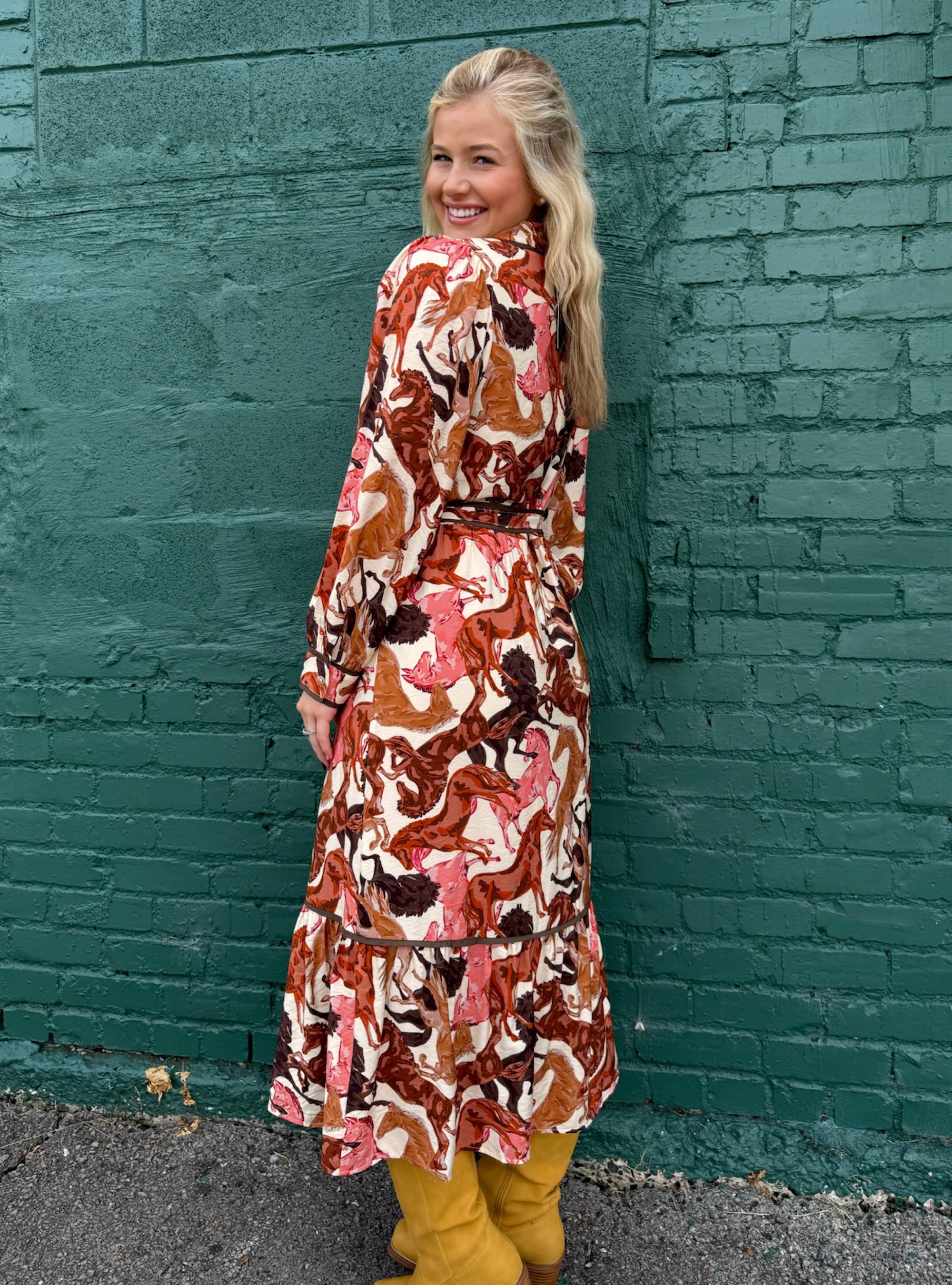 Mane Attraction Horse Print Midi Dress