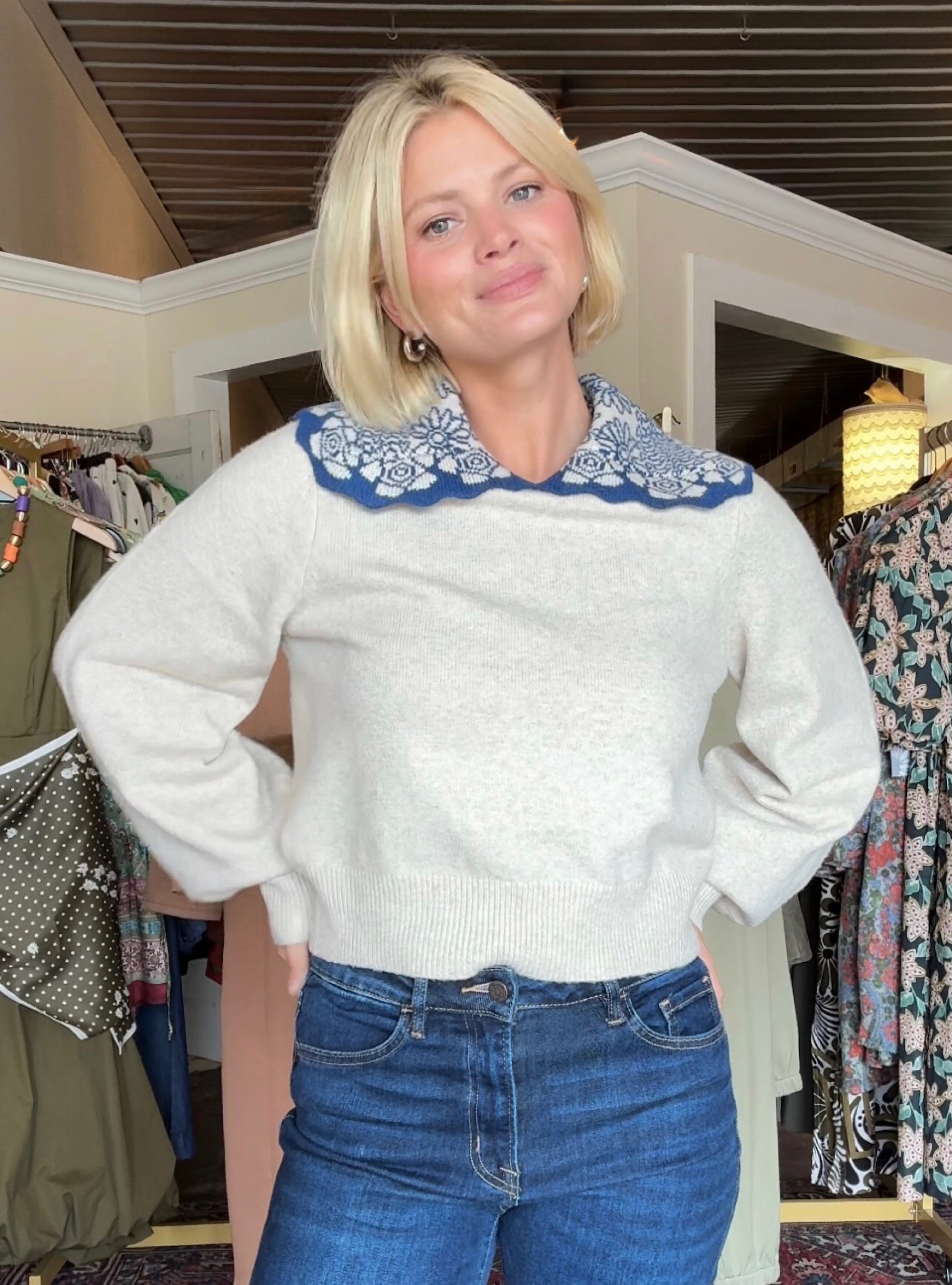 Collar Me Cozy Soft Cream Sweater