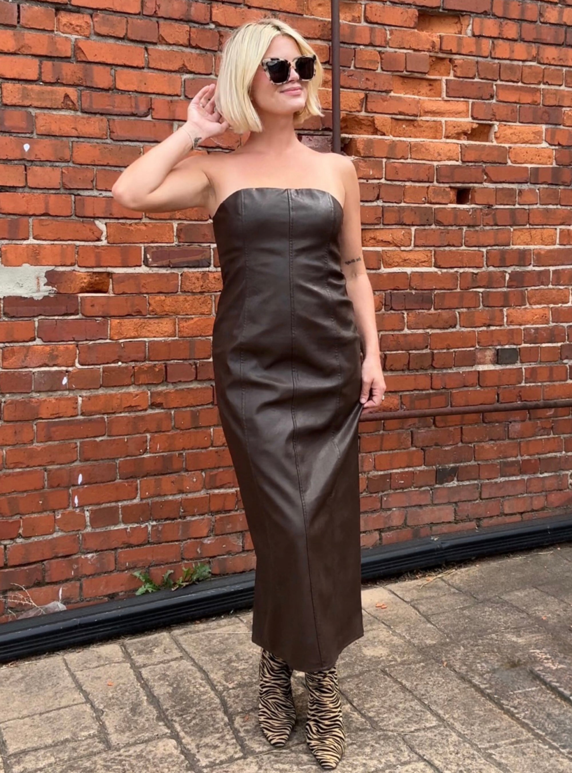 Looking Faux Leather Than Ever Lexi Midi Dress