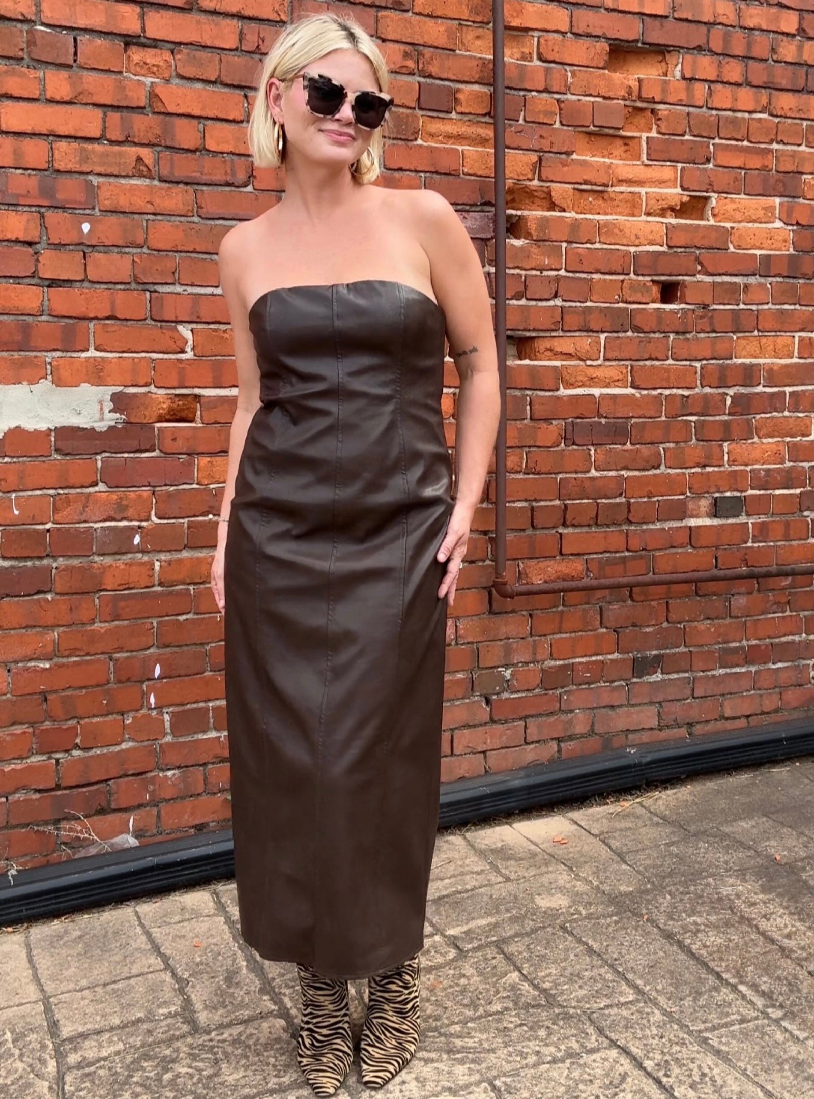 Looking Faux Leather Than Ever Lexi Midi Dress