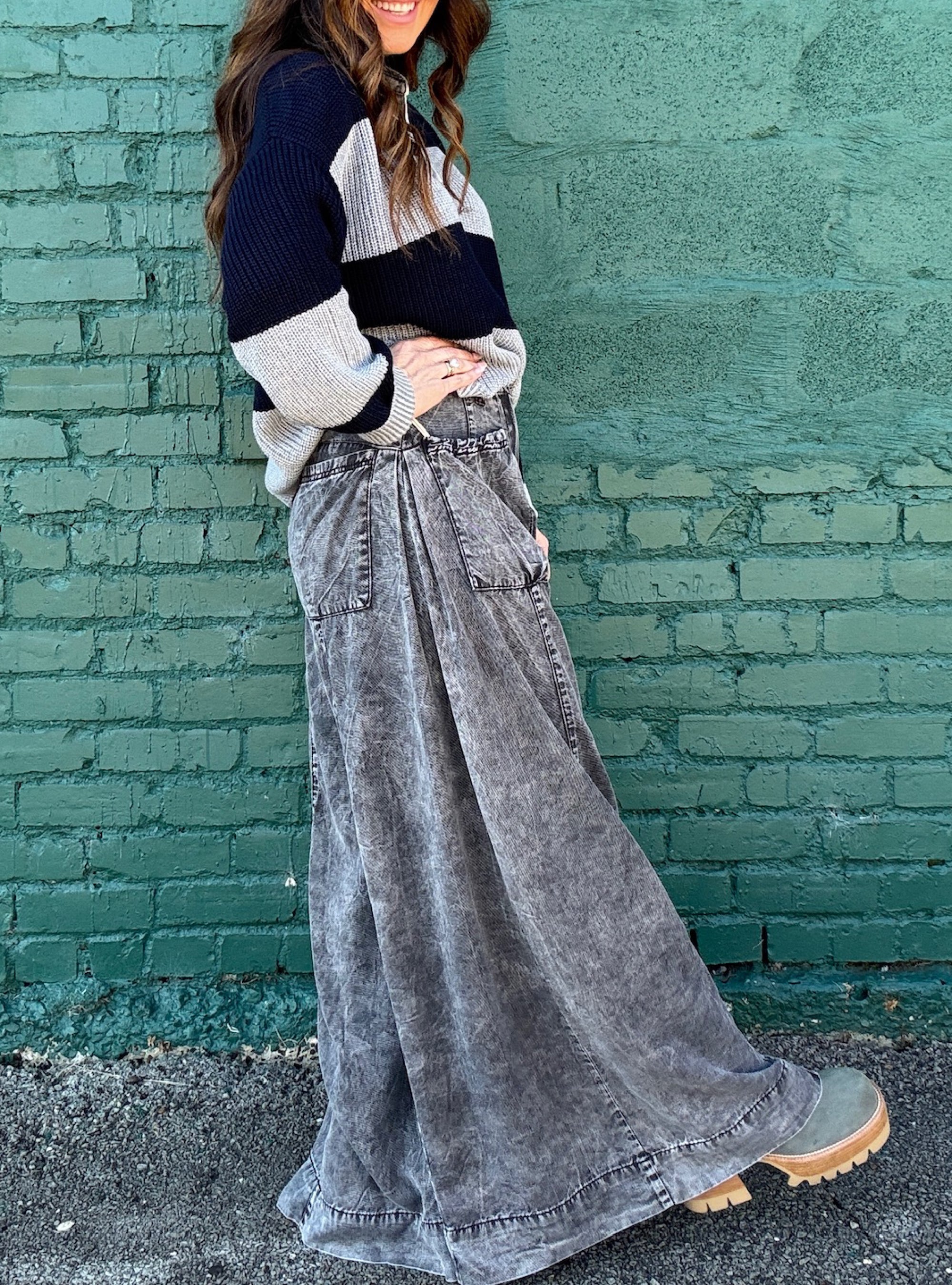 Vintage Havana Black Tencel Ultra Wide Leg Pant