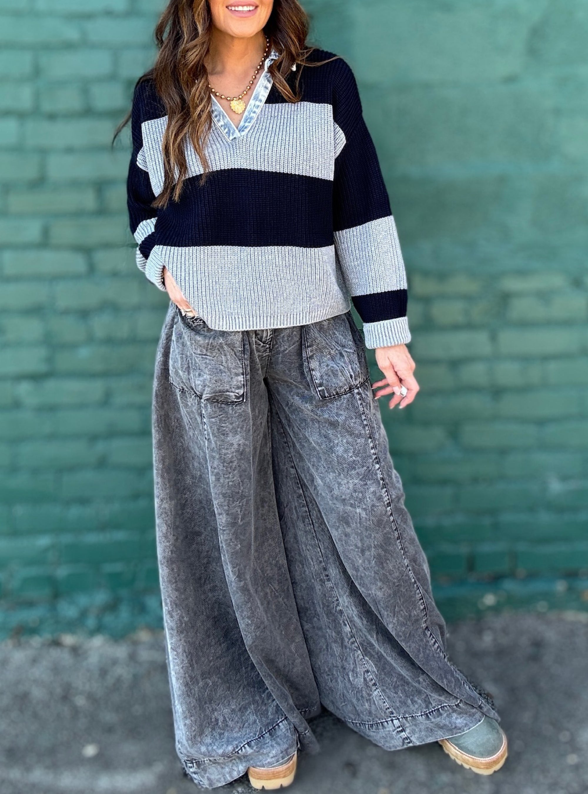 Vintage Havana Black Tencel Ultra Wide Leg Pant