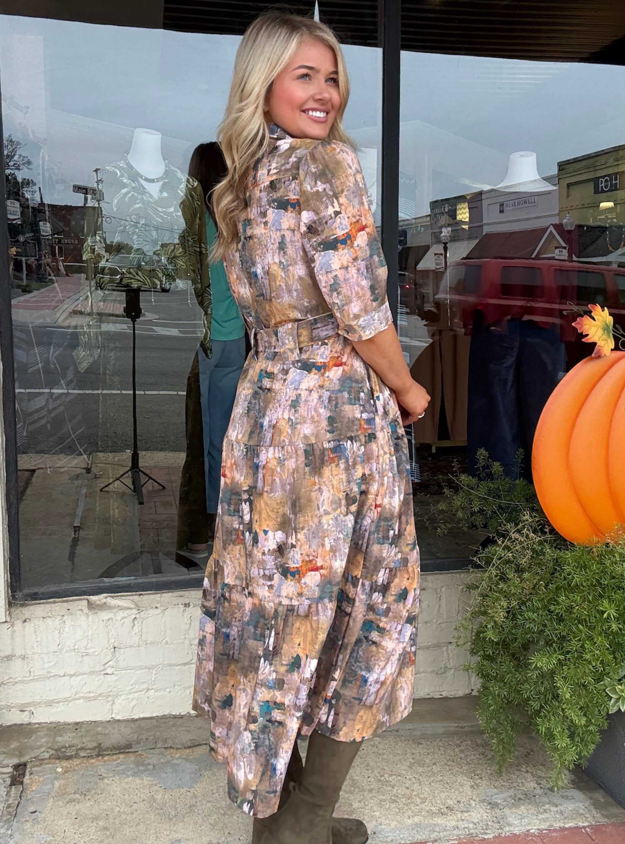 APNY Autumn Canyon Tiered Belted Dress