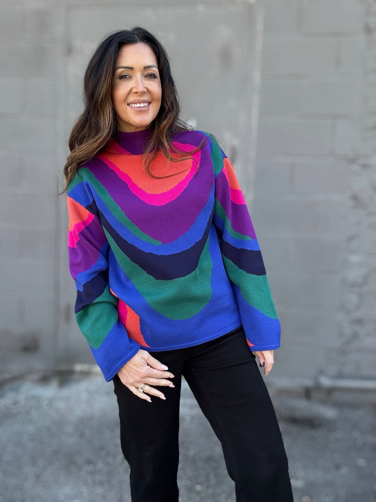 APNY Painted Glass Funnel Neck Pullover